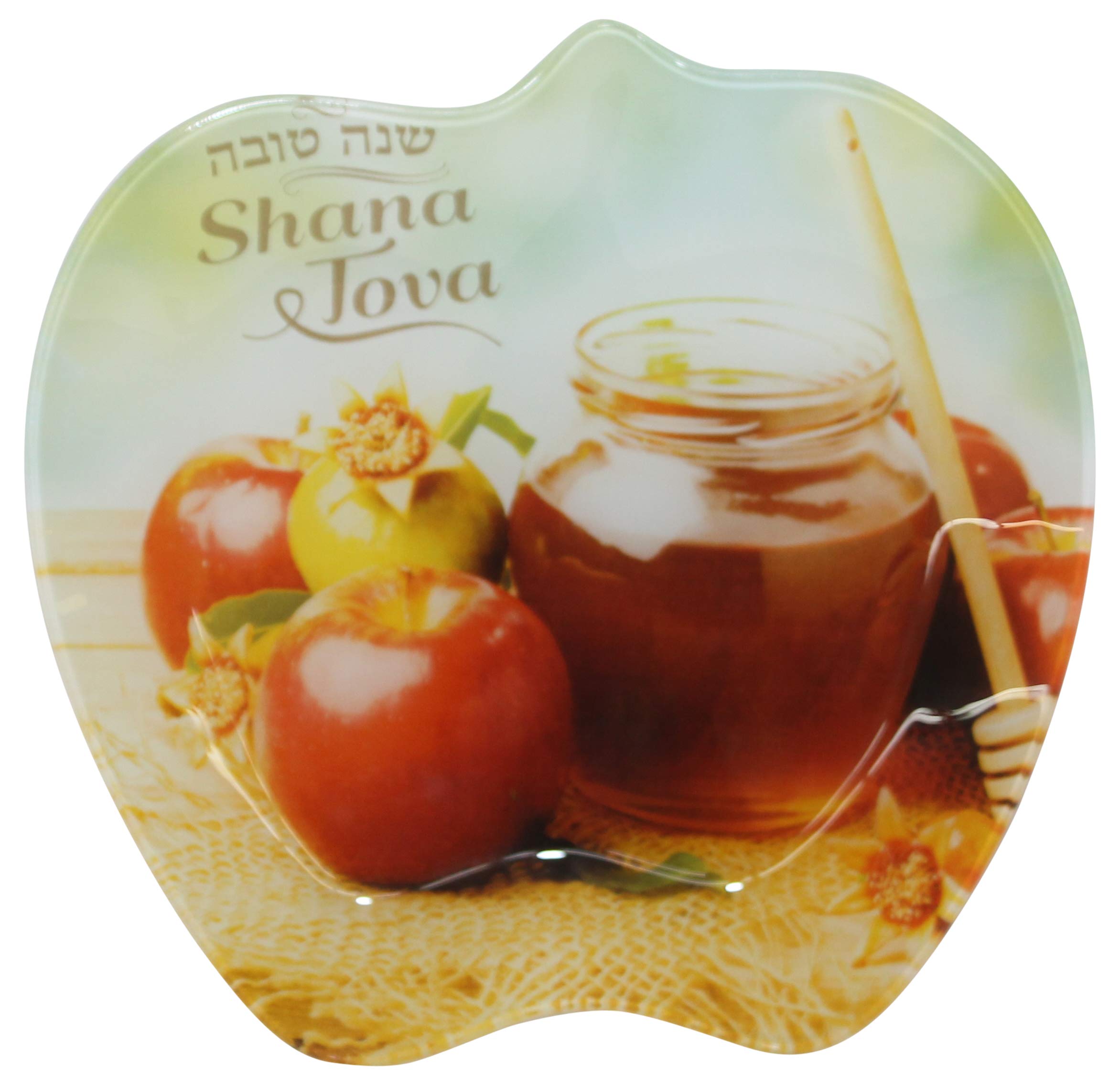 Majestic Giftware Glass Plate Apple Shaped 7.5'' W Hd600 Honey/Candy Dish, Red, Large