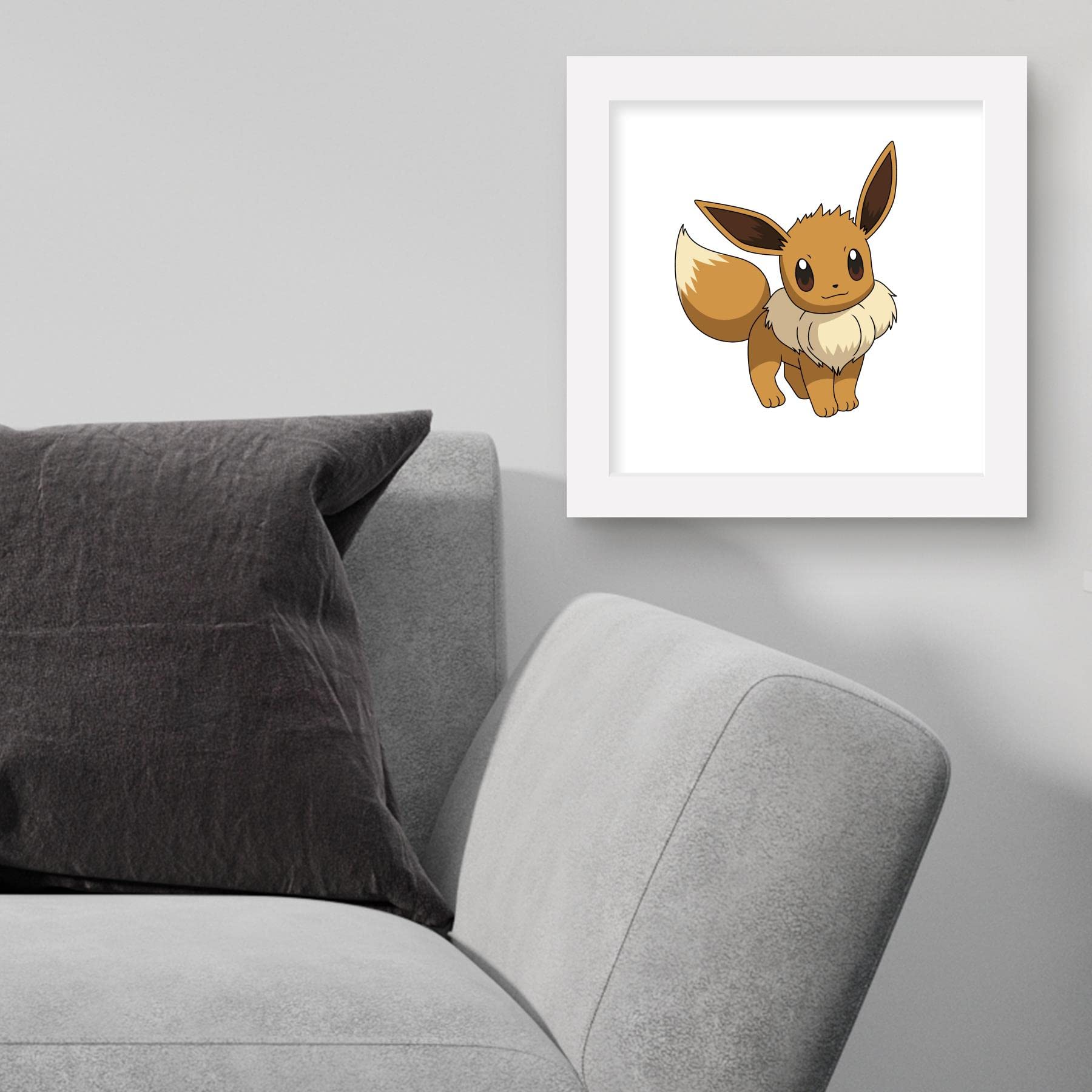 Trends International Gallery Pops Pokemon - Eevee Wall Art, White Framed Version, 12'' X 12''