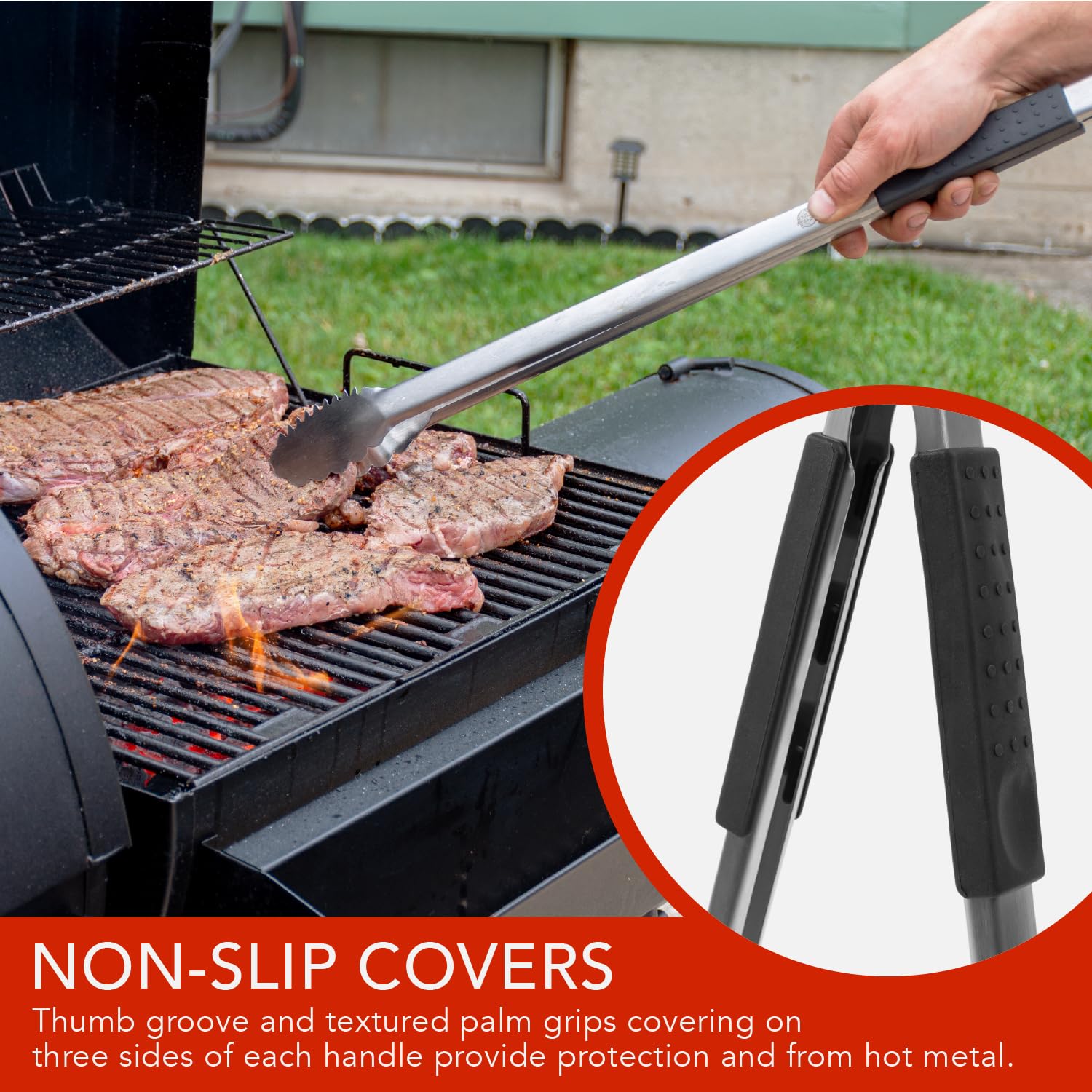 Grill Tongs 24-Inch Super Long Extra Heavy Duty For Grilling And Barbecue Heat Resistant Hand Grips Stainless Steel For Bbq Outd