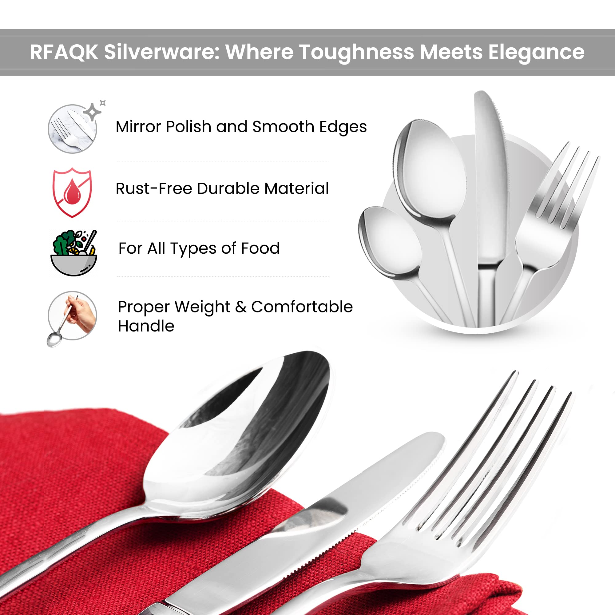 Dishwasher Safe Kitchen Utensils Set With Silverware, Rfaqk 50Pcs Silicone Cooking Utensils Set With Holder, Nonstick & Heat Res