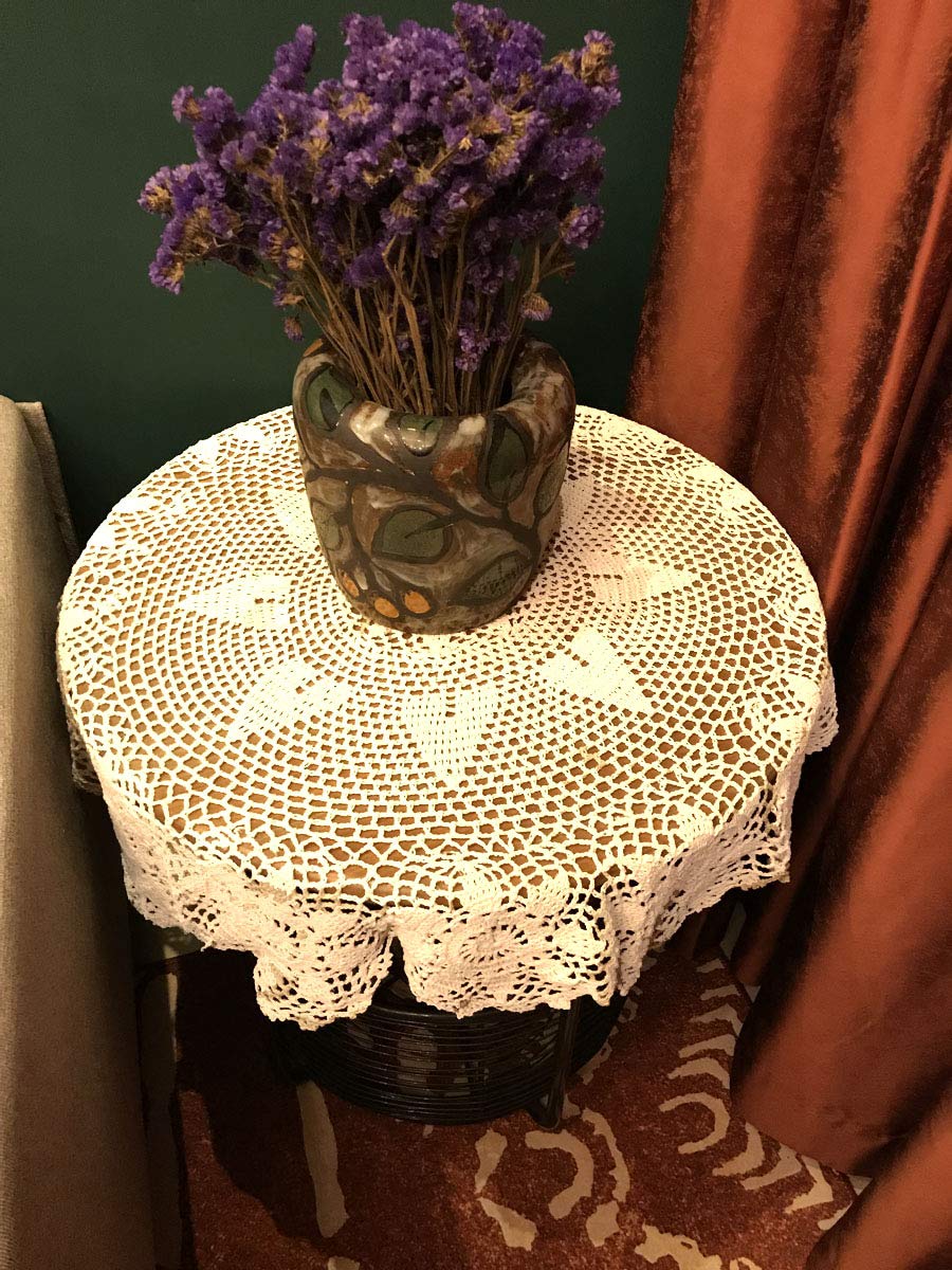 Janef White Handmade Crochet Cotton Table Cloth Lace Doilies Round Lace Tablecloths 35 Inches.