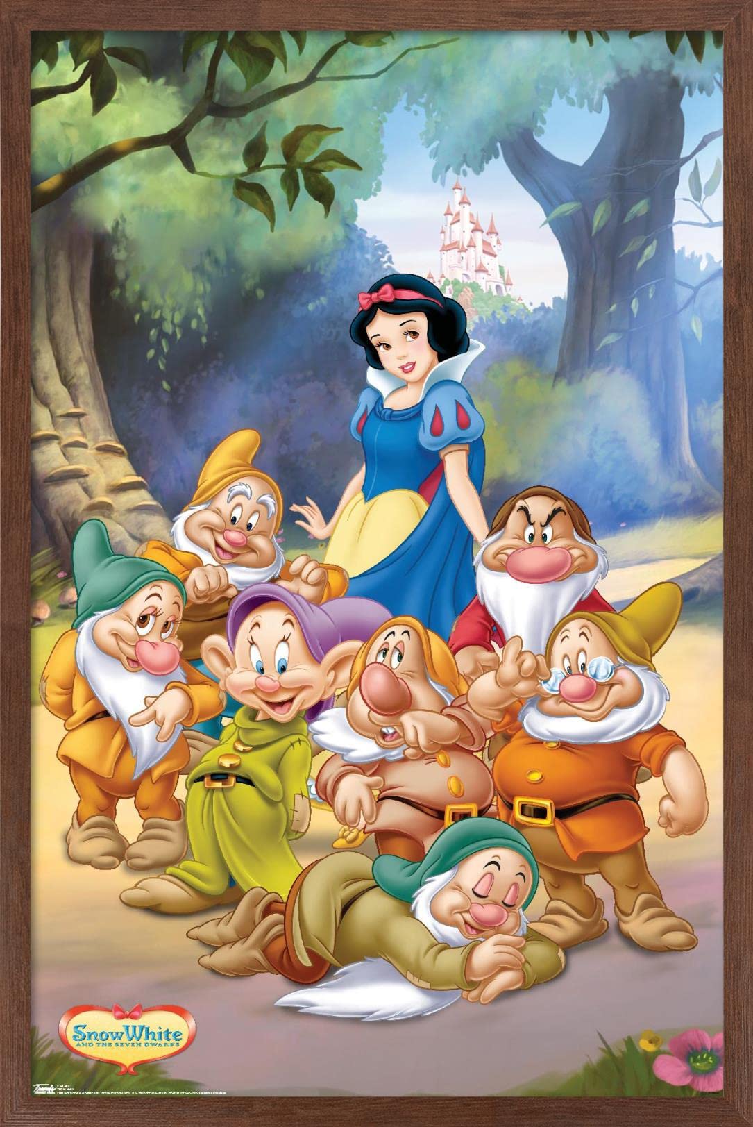 Trends International Disney Snow White And The Seven Dwarfs - Group Wall Poster, 14.725'' X 22.375'', Mahogany Framed Version