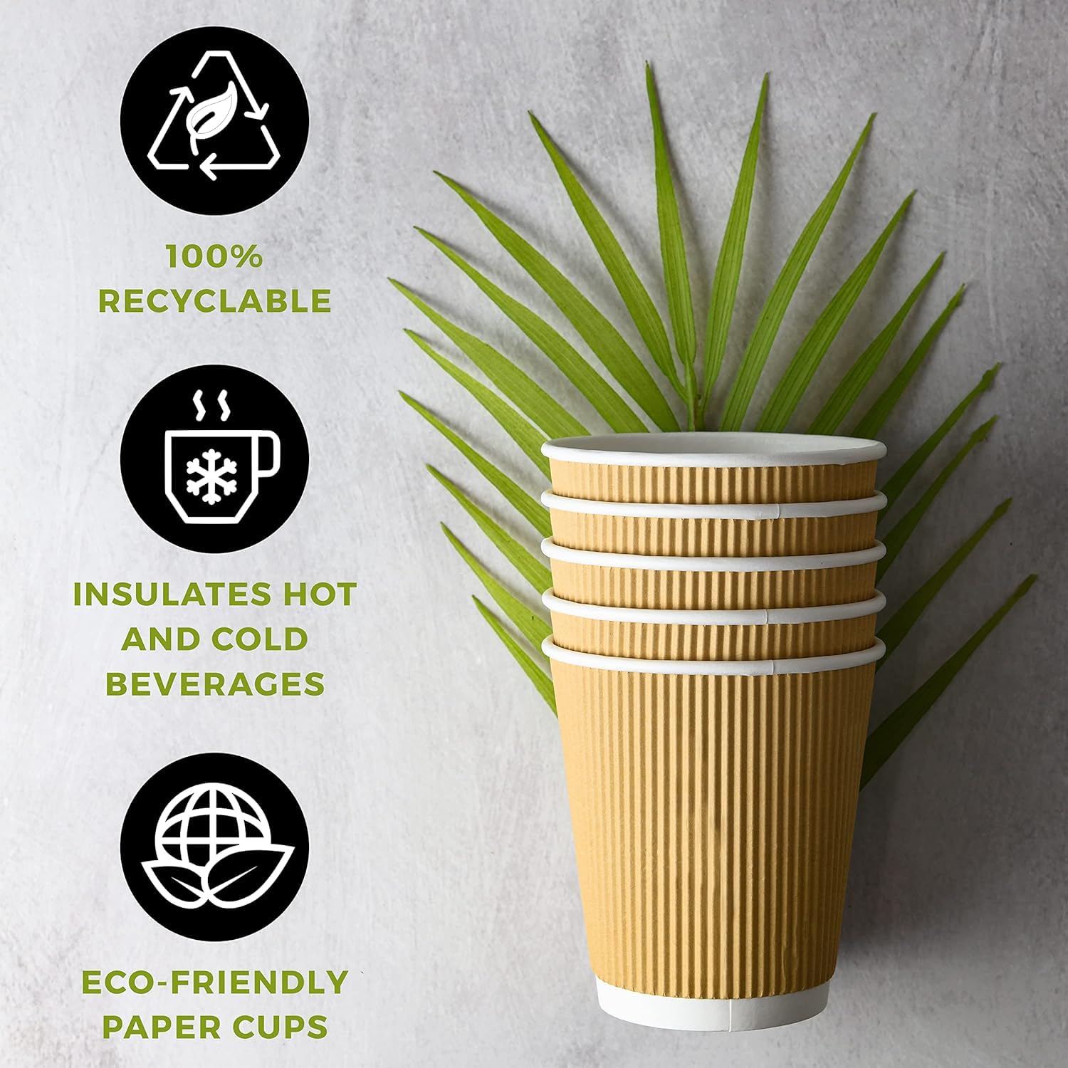 Swastha Hygiene Disposable Ripple Paper Cup For Hot Coffee/Drinks For Party (200 Ml, Brown) Pack Of 50