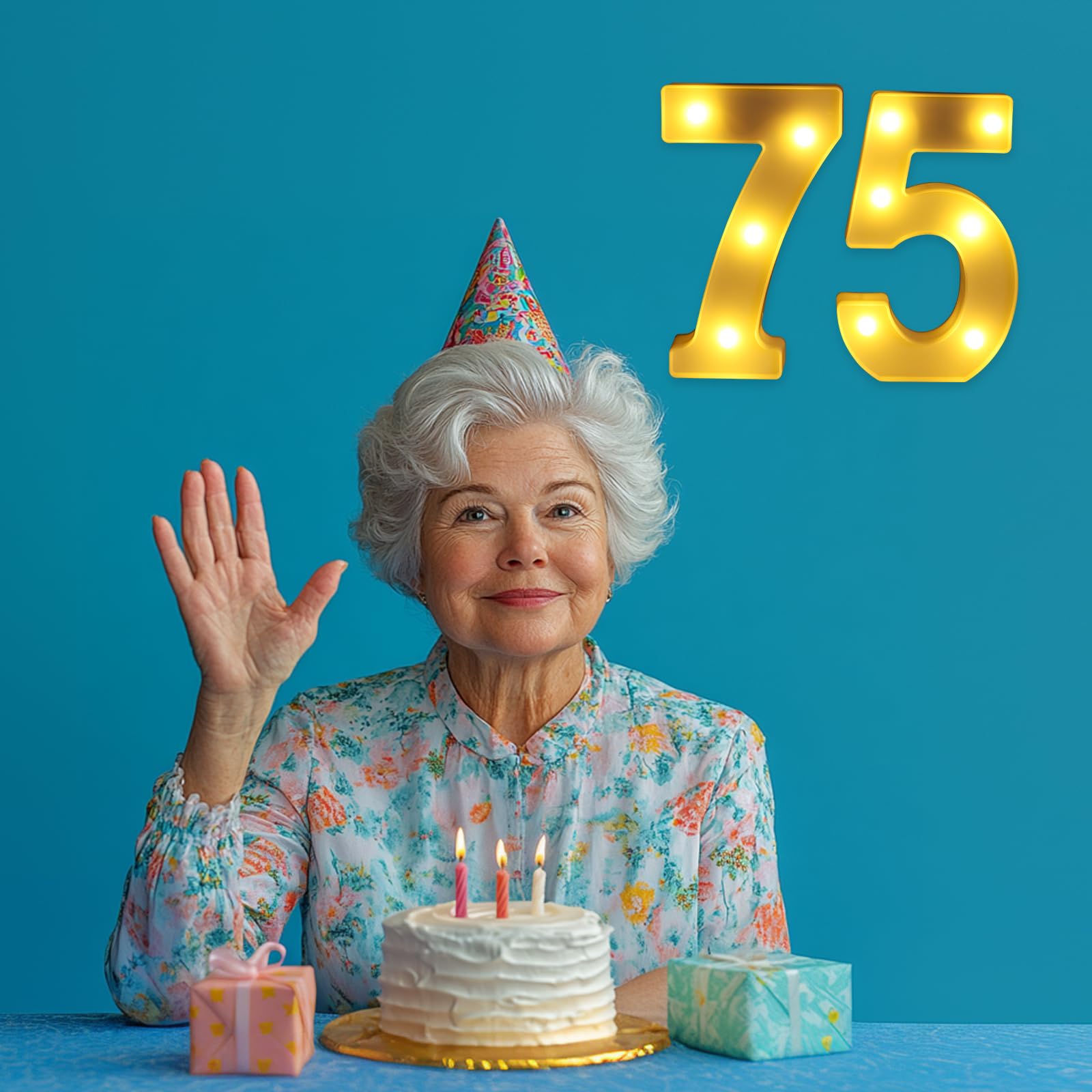 75th Birthday Decorations for Women Men,75 Birthday Decorations for Centerpieces Table,75 Light Up Numbers Sign Led for Party Ba