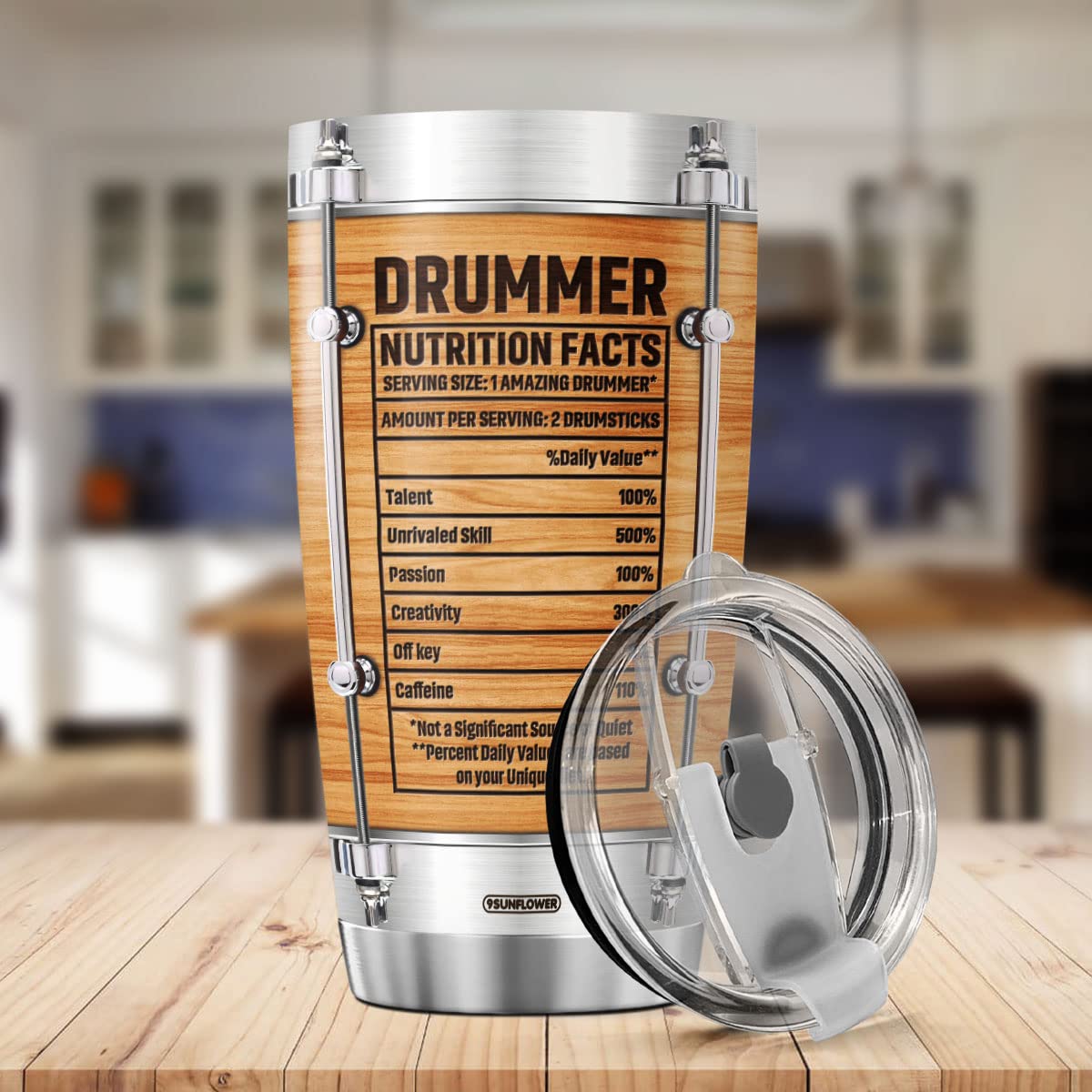 9Sunflower Drummer 20Oz Coffee Tumbler Birthday Gifts For Men Boys Kids Friends Adults Inspirational Quotes Large Travel Mug Wit