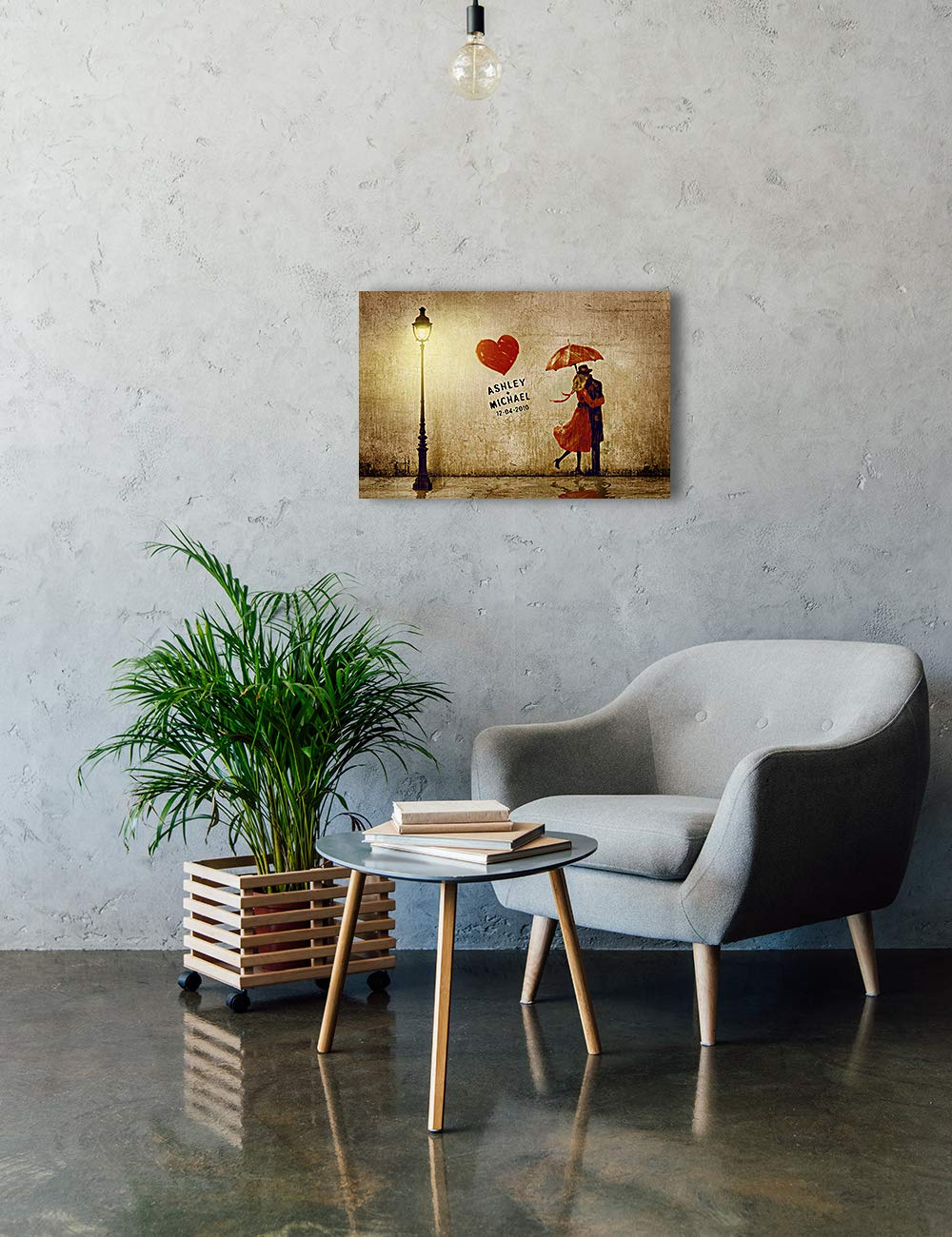 Ipic - Our First Kiss Personalized Canvas Print Artwork For Romantic Anniversary And Wedding Gifts; 24X16