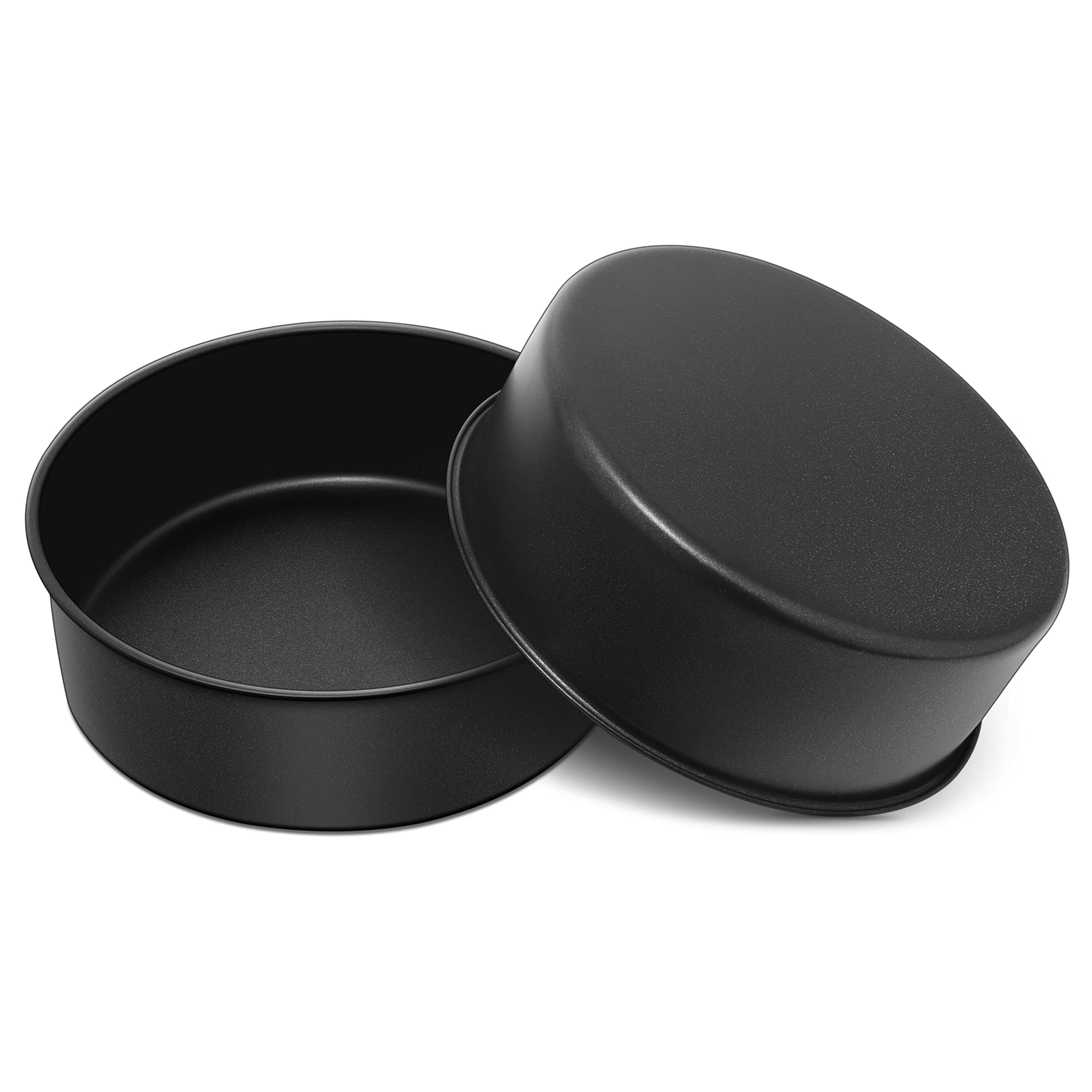 Herogo 8 Inch Cake Pan Set Of 2, Stainless Steel Black Nonstick 3'' Deep Round Baking Pan, Birthday Wedding Layer Cake Pan, Non