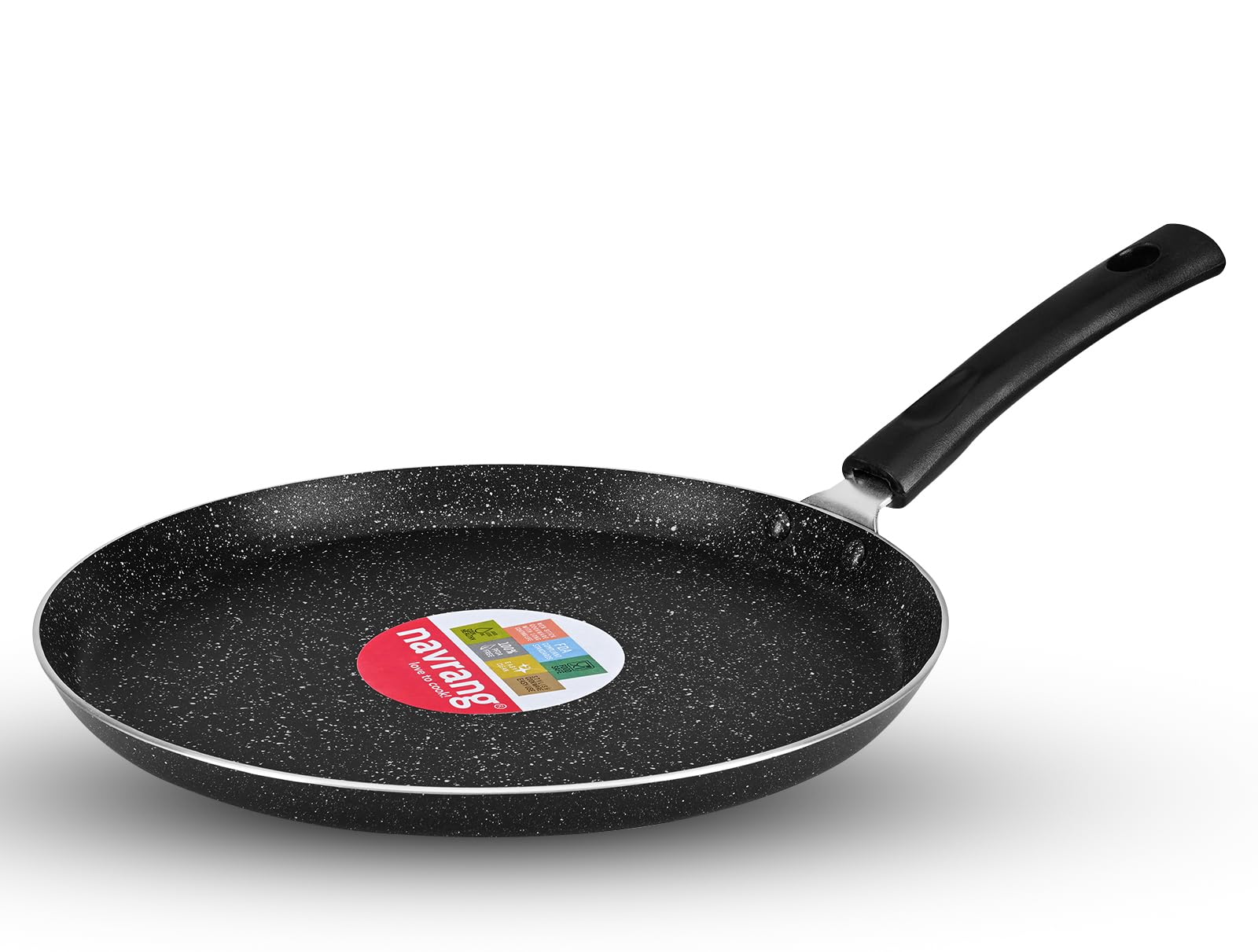 Navarang  Induction Base Aluminum Tawa 27.5 Cm | NonStick Tawa Granite Finish  Black