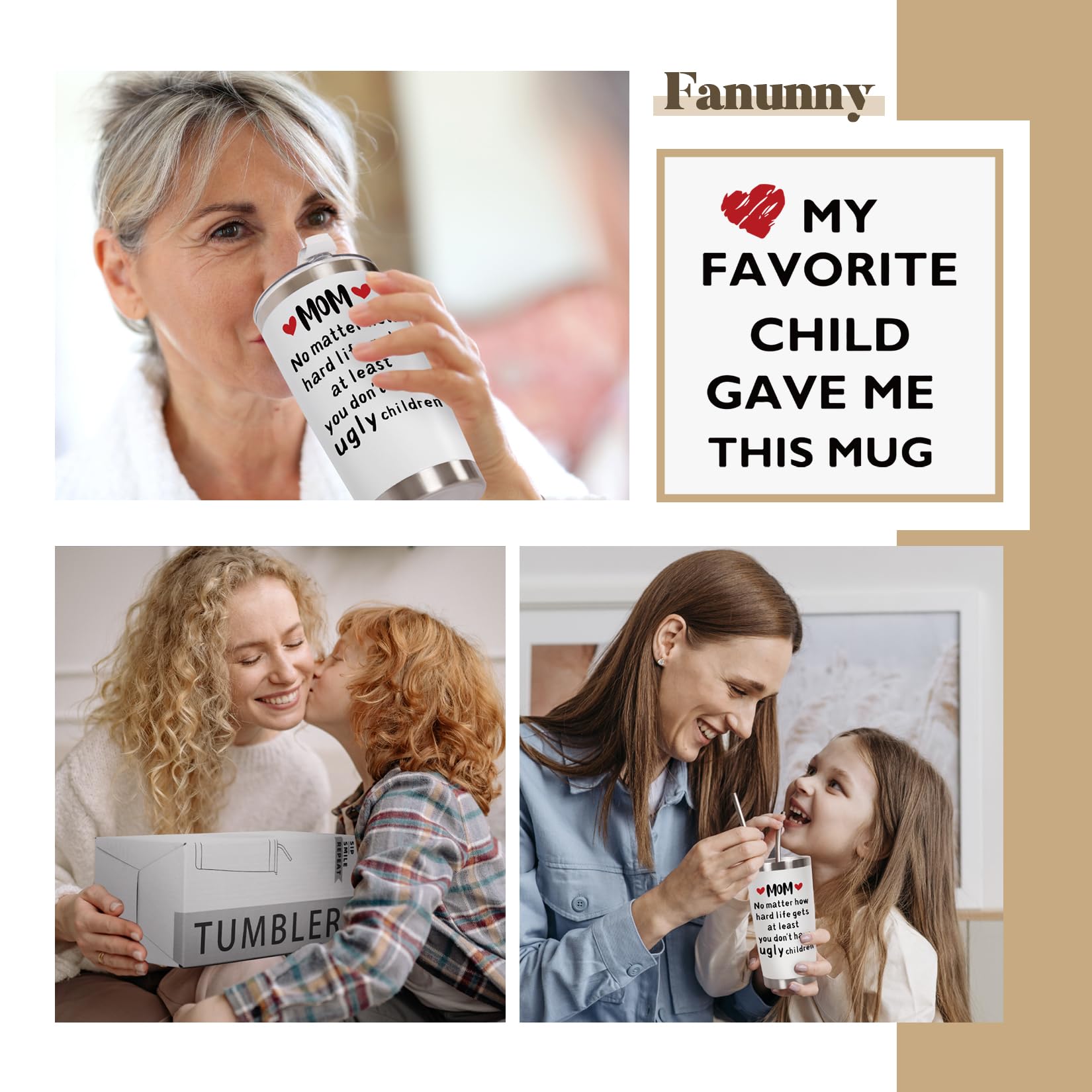 Fanunny Best Mom Gifts from Son, Daughter, Inspirational Gift for Her Women Christmas Mothers Day Gifts Ideas Thank You Present