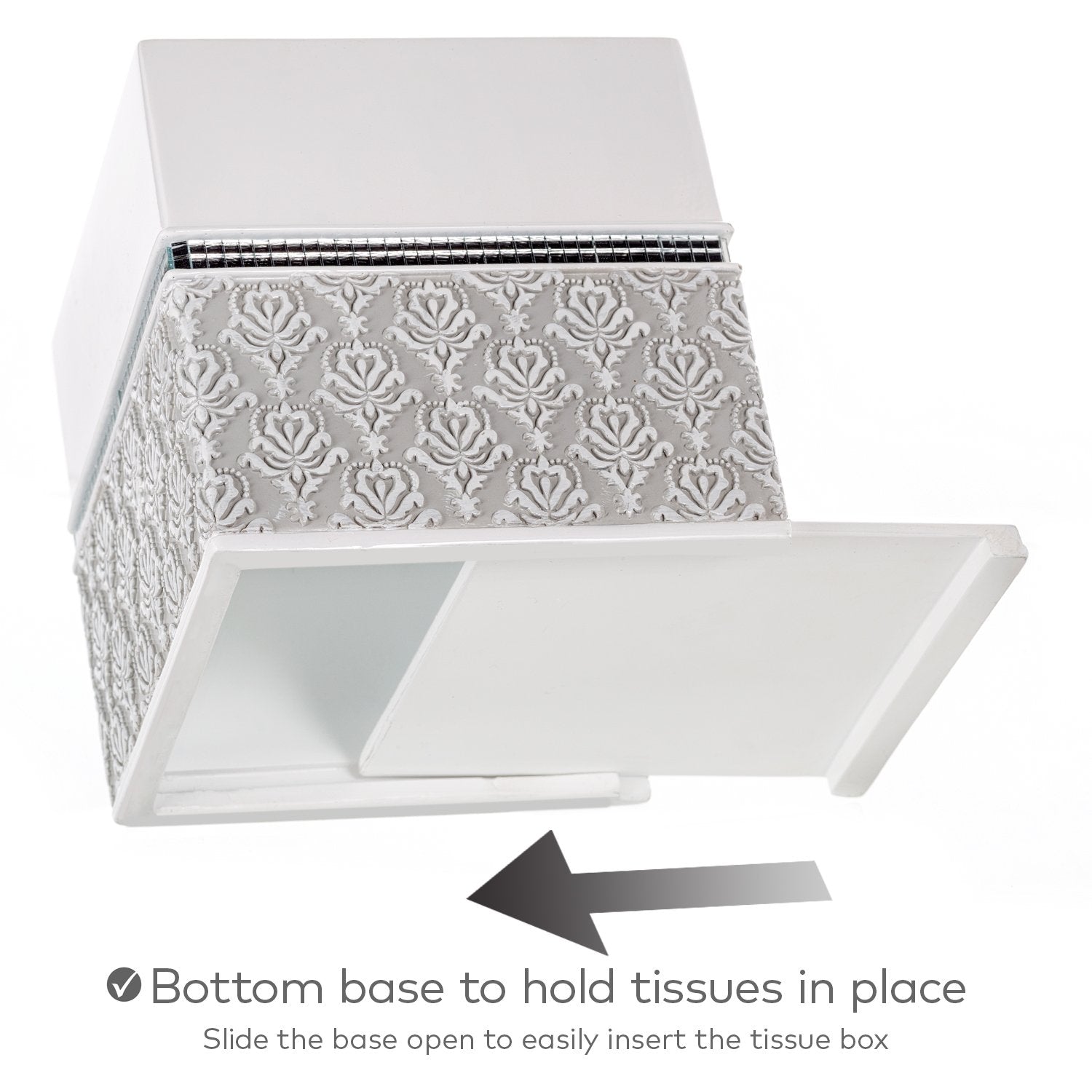 Creative Scents White And Gray Bathroom Accessories Set - 6 Piece Bathroom Accessory Set Includes: Trash Can, Tissue Box Cover,