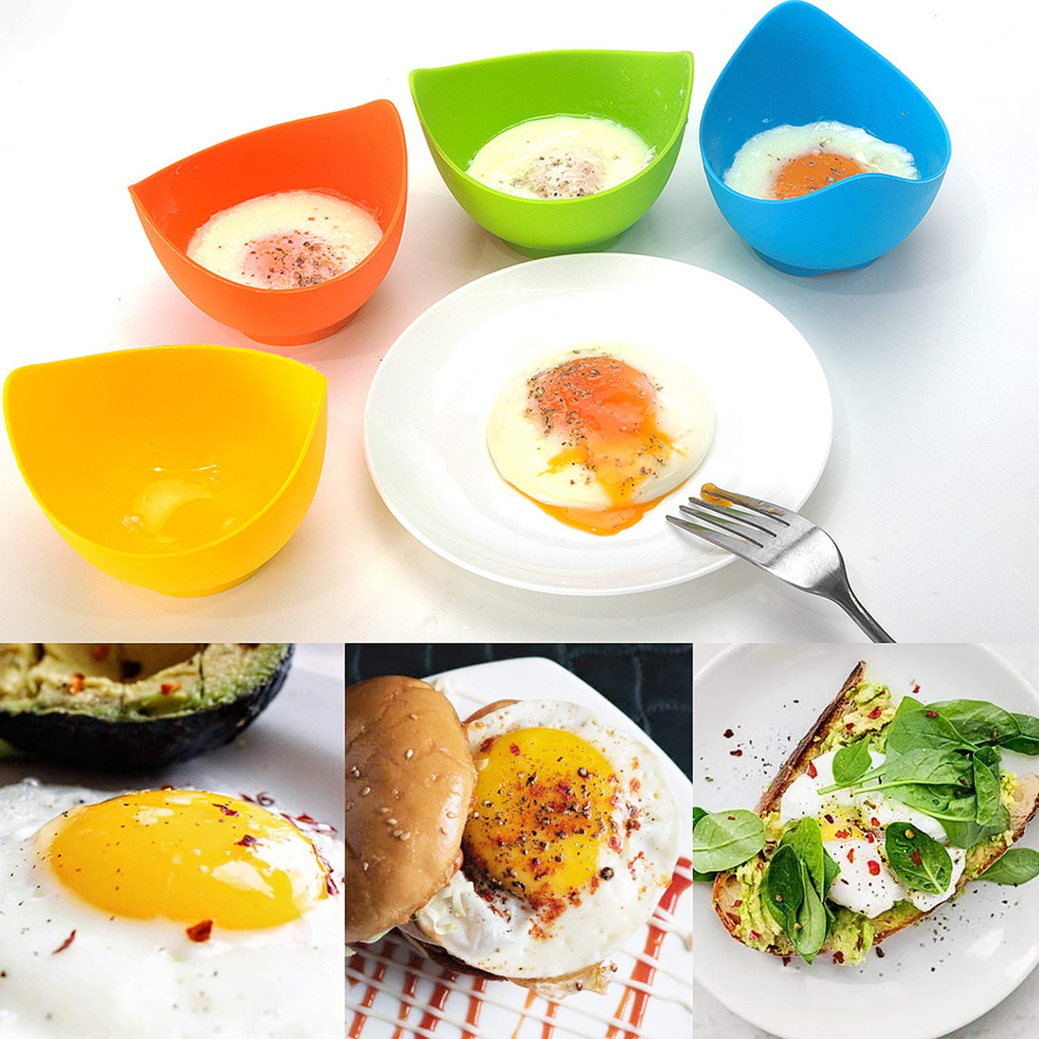 Egg Poacher - Krgmnhr Poached Egg Cooker With Ring Standers, Silicone Egg Poacher Cup For Microwave Or Stovetop Egg Poaching, Wi