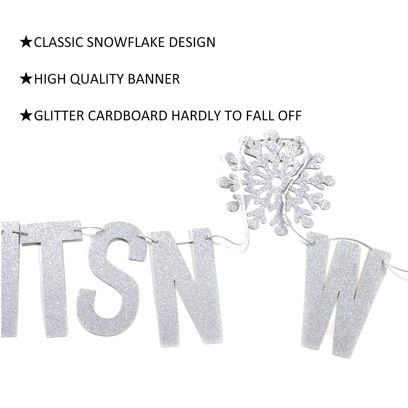 Sunbeauty Silver Glitter Let It Snow Garland Winter Banner With Snowflakes Holiday Wall Decoration Christmas Frozen Party Suppli