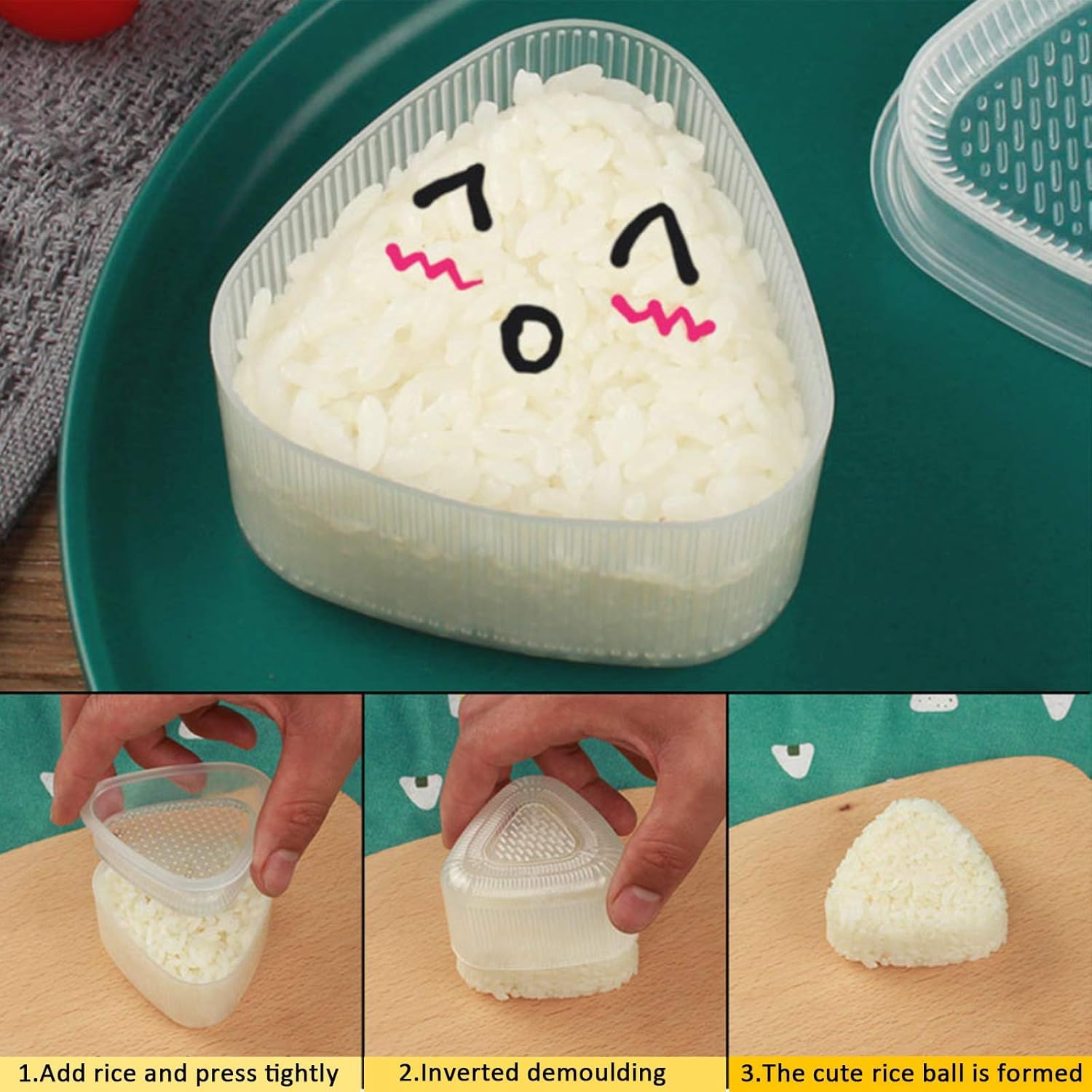 Triangle Sushi Mold Form Sushi Mold Onigiri Rice Mold Diy Tool, White 2 Pcs