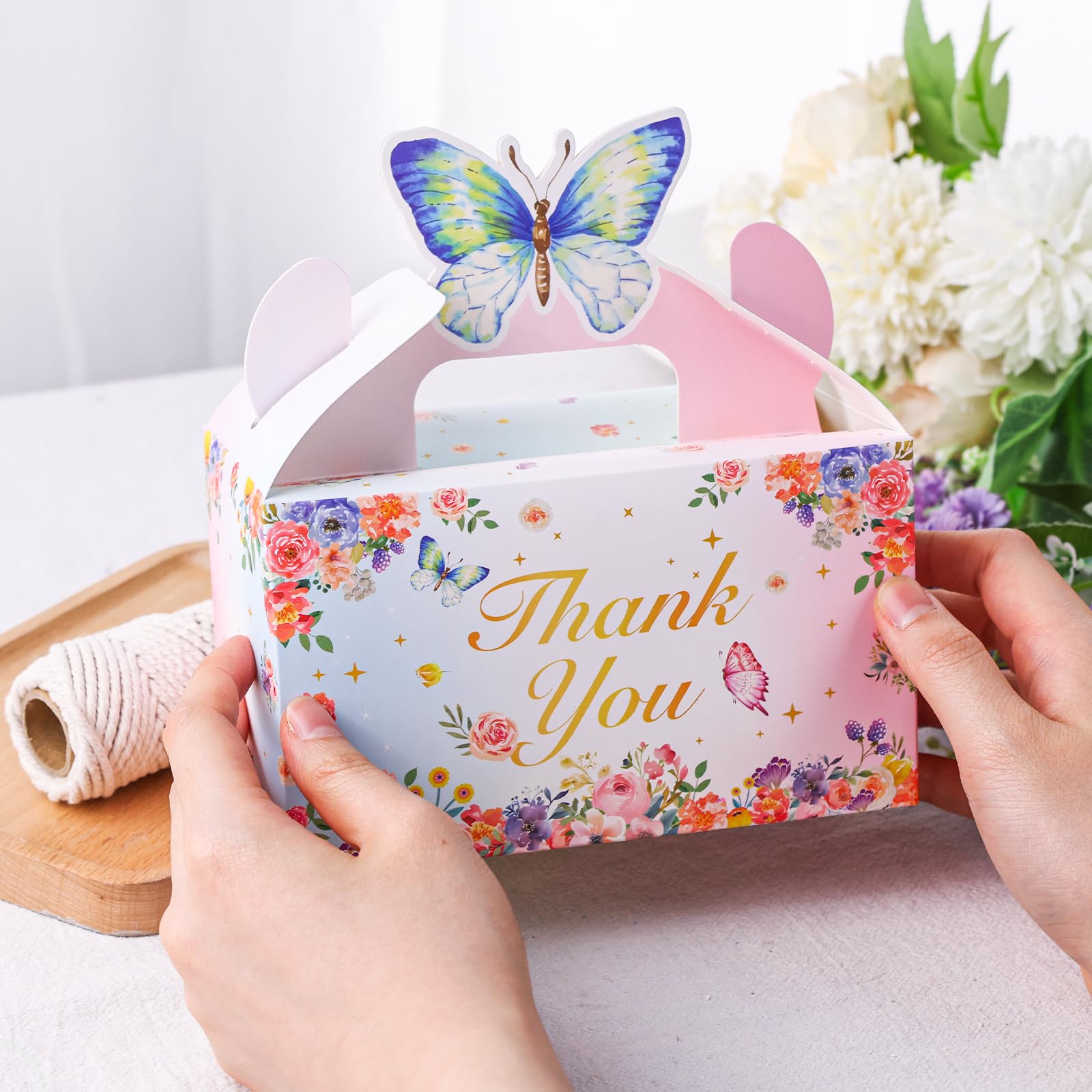 VGOODALL 30PCS Party Favor Boxes, Goodie Gable Treat Box Butterfly Paper Candy Containers for Birthday Party Supplies Baby Showe