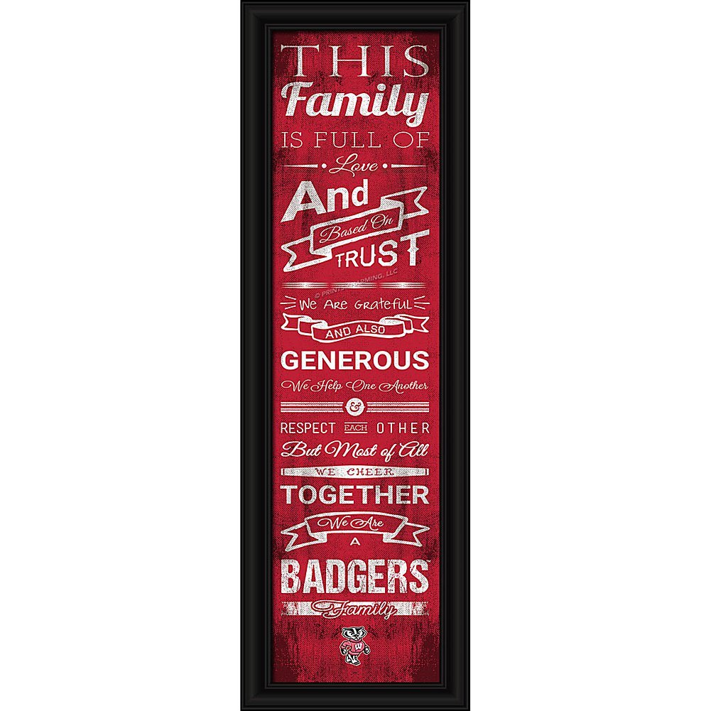Ncaa Wisconsin Men'S Family Cheer Framed Art Print, Medium, Team Color