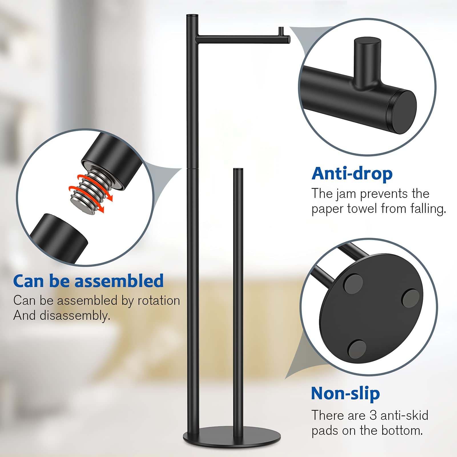 Toilet Paper Holder Stand, Bathroom Toilet Paper Roll Holder Stand With Reserve, Standing Toilet Paper Holder With Storage