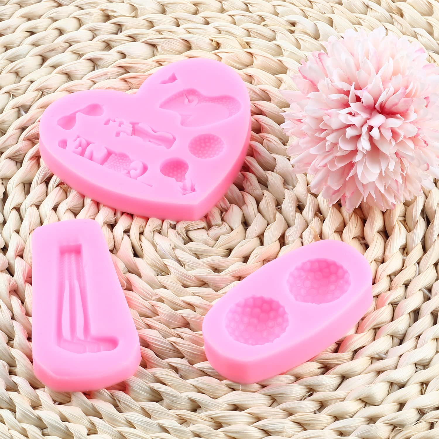 Mujiang Golf Silicone Mold Golf Balls Chocolate Candy Fondant Molds For Sugarcraft Cake Decorating Gum Paste Epoxy Set Of 3