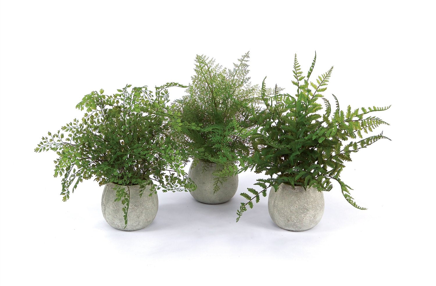 Melrose Green and Grey Plastic Potted Fern (Set of 3)