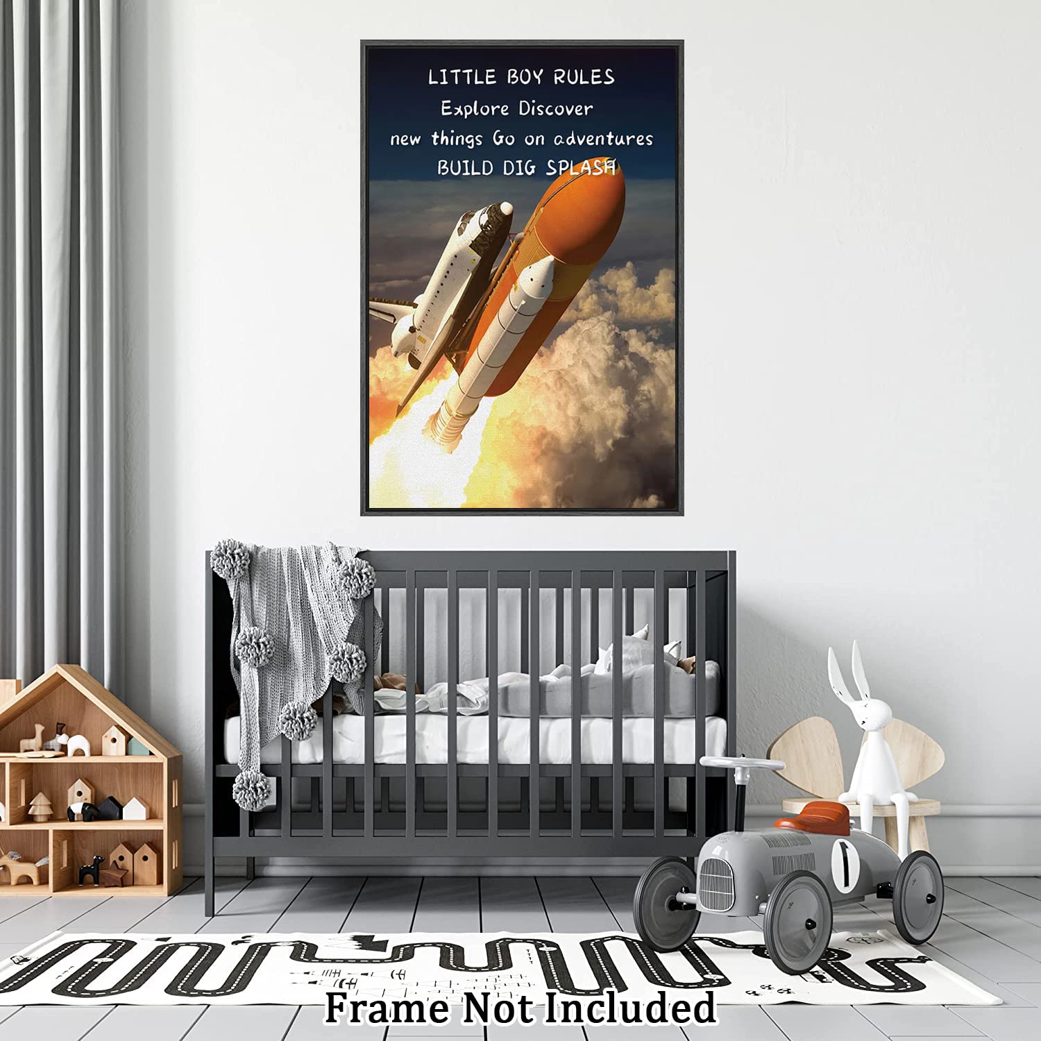 Little Boy Rules Canvas Painting Modern Abstract Wall Art Rocket Inspirational Quote Posters And Prints Wall Decor Unframe Wall