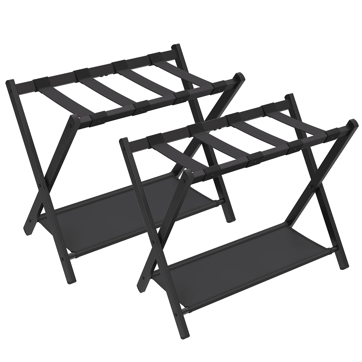 Songmics Luggage Racks For Guest Room, Set Of 2, Suitcase Stand With Storage Shelf, Steel Frame, Foldable For Easy Storage, Hote