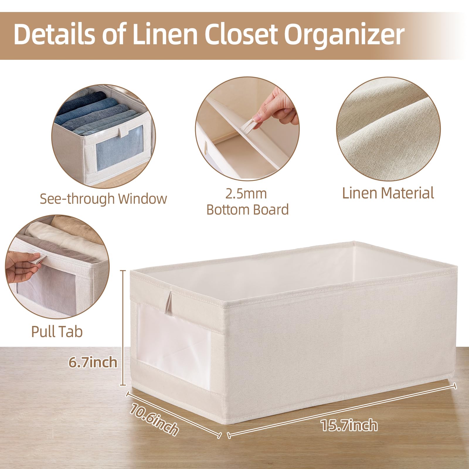 Linen Closet Organizers And Storage, 4 Pack Closet Storage Bins Linen Closet Baskets For Closet Organization Foldable Closet Org