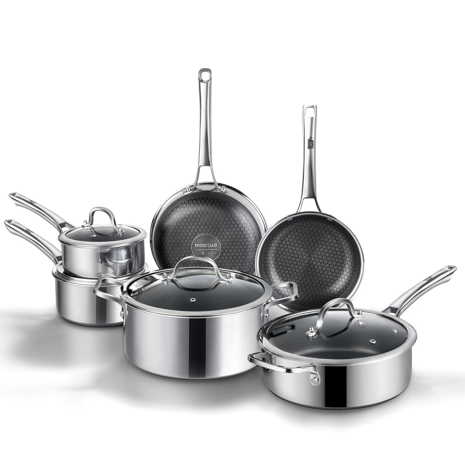 Non Stick Frying Pan Set, 10 Pcs Nonstick Hybrid Baking Pan Skillets