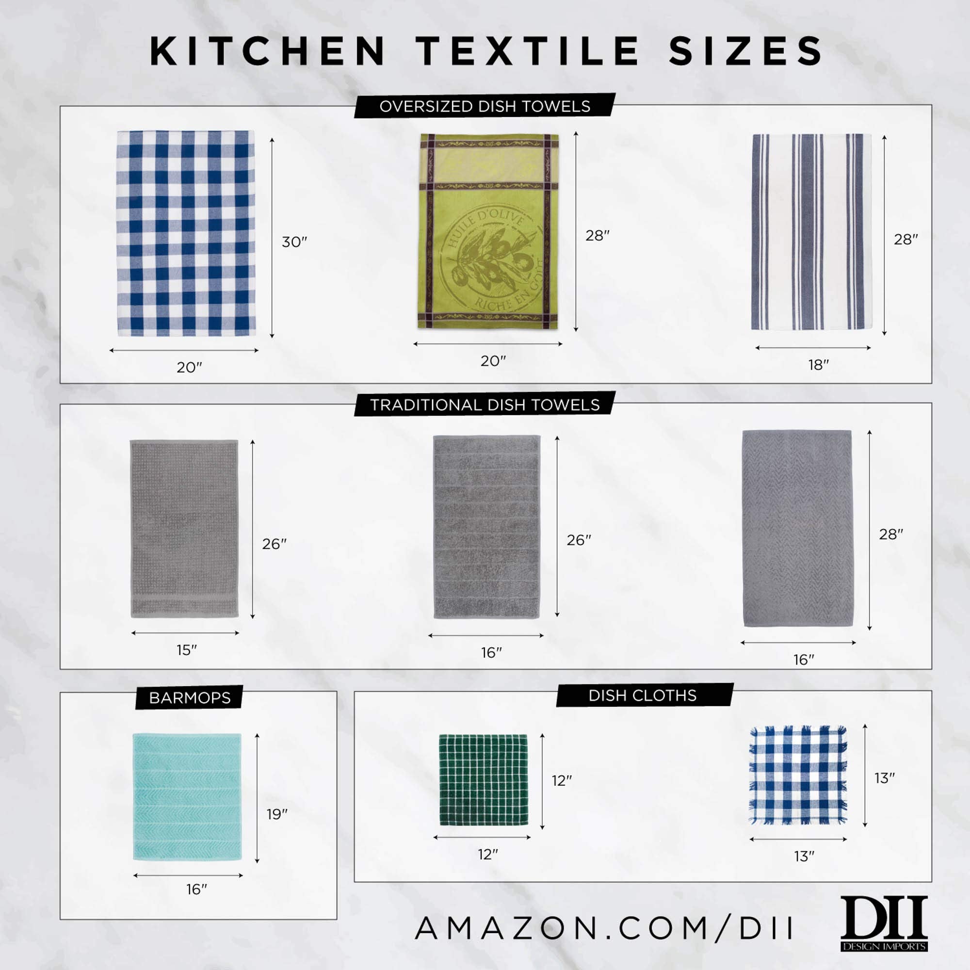 Dii Assorted Woven Kitchen Set, Dishtowel, 18X28, Dishcloth, 13X13, Sage, 5 Piece