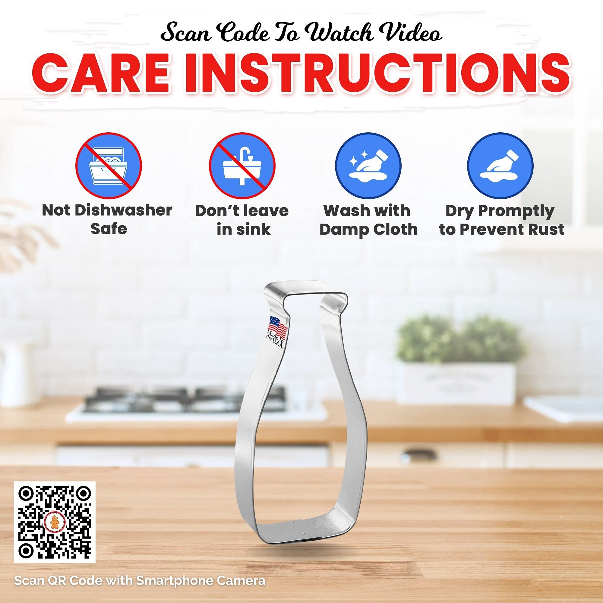 Milk Bottle Cookie Cutter 4.5 Inch - Made In The Usa - Foose Cookie Cutters Tin Plated Steel - Milk Bottle Cookie Mold