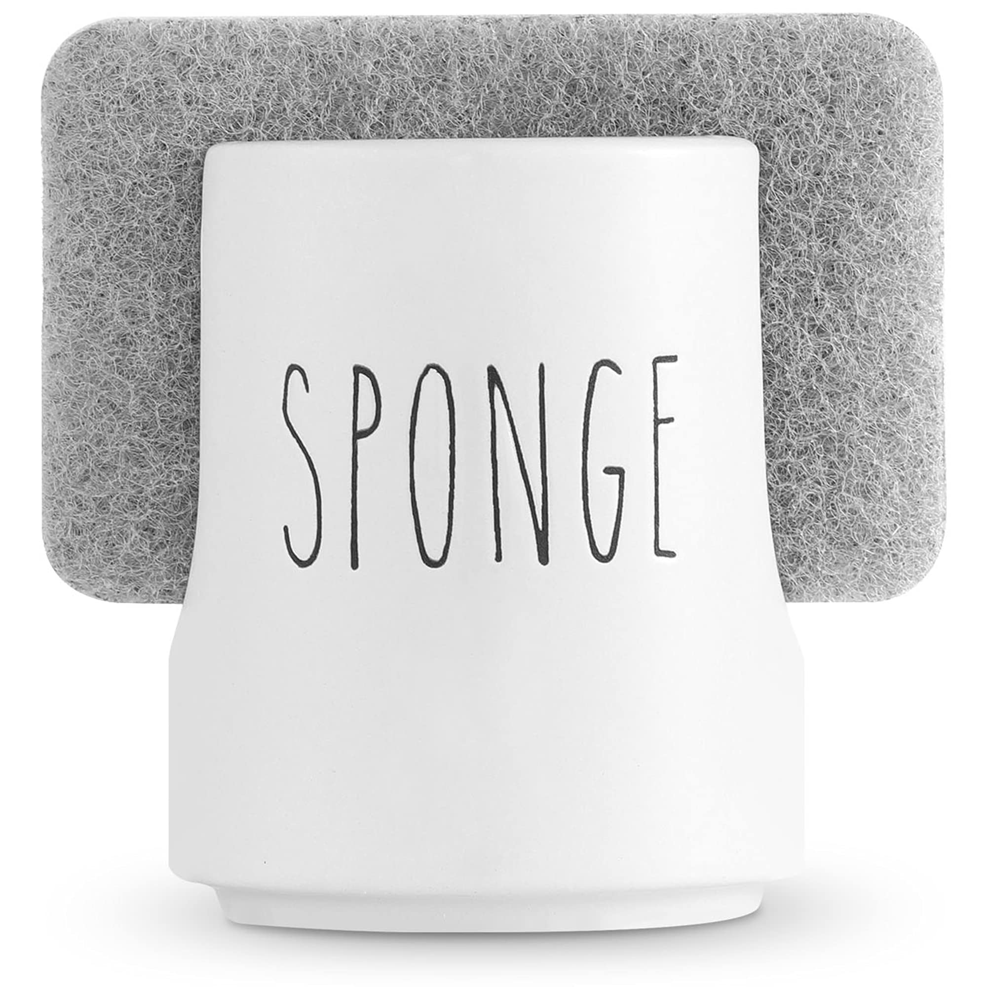 Sponge Holder For Kitchen Sink Counter - Ceramic Dish Sponge Caddy - Farmhouse Sink Organizer - Convenient Kitchen Sponge Holder