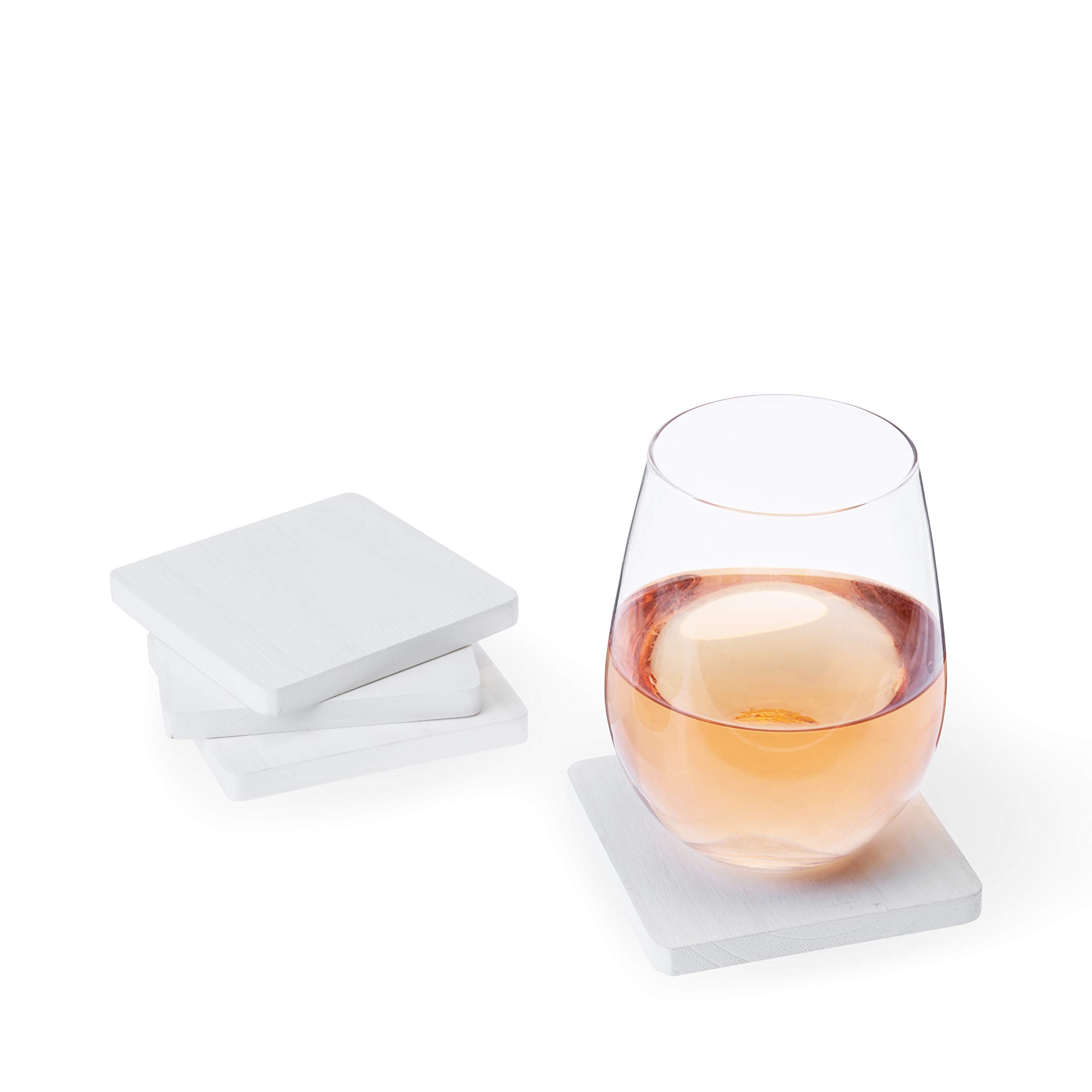 Twine Whitewash Coasters, White