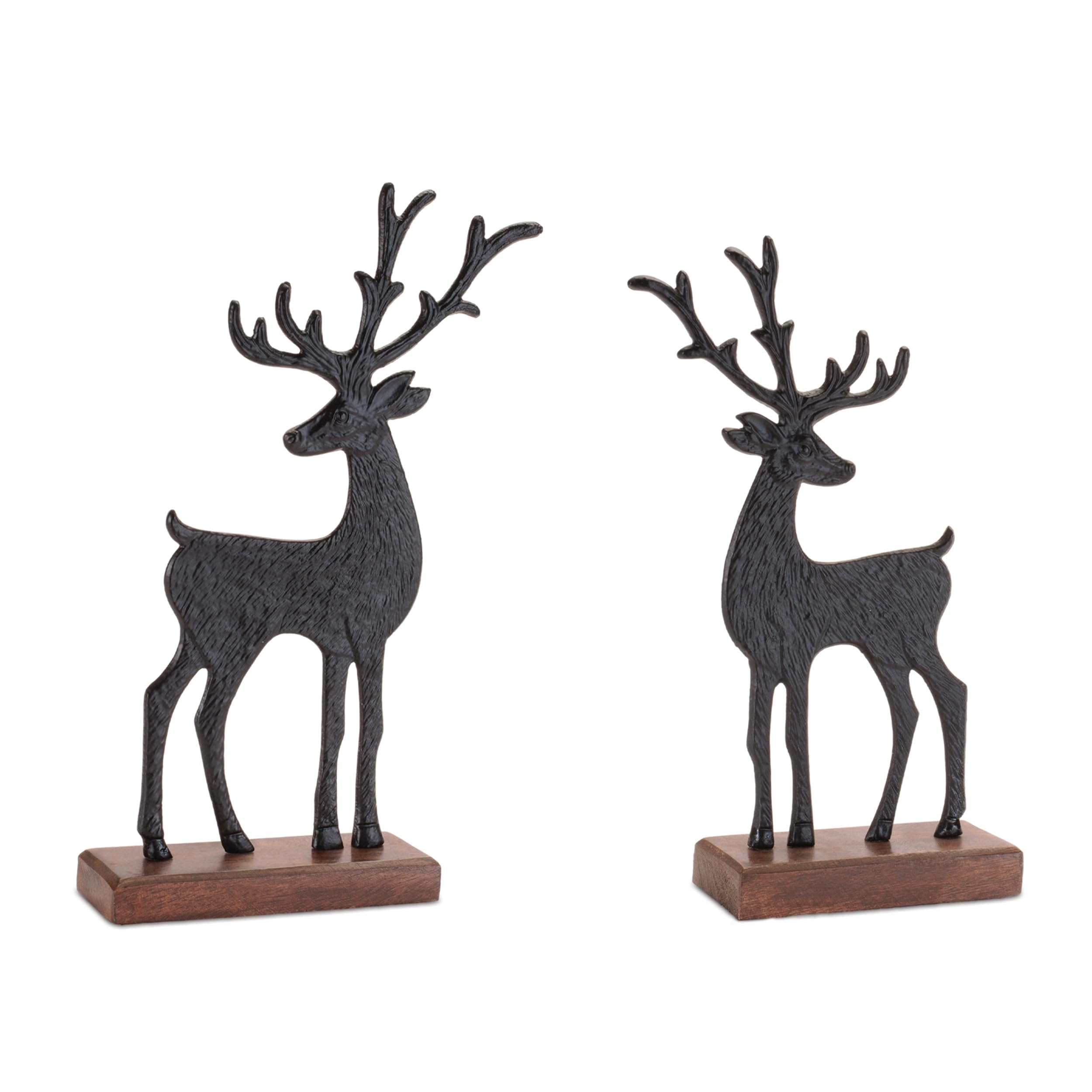 Deer (Set of 2) 8.75H, 11.5H Aluminum/Wood
