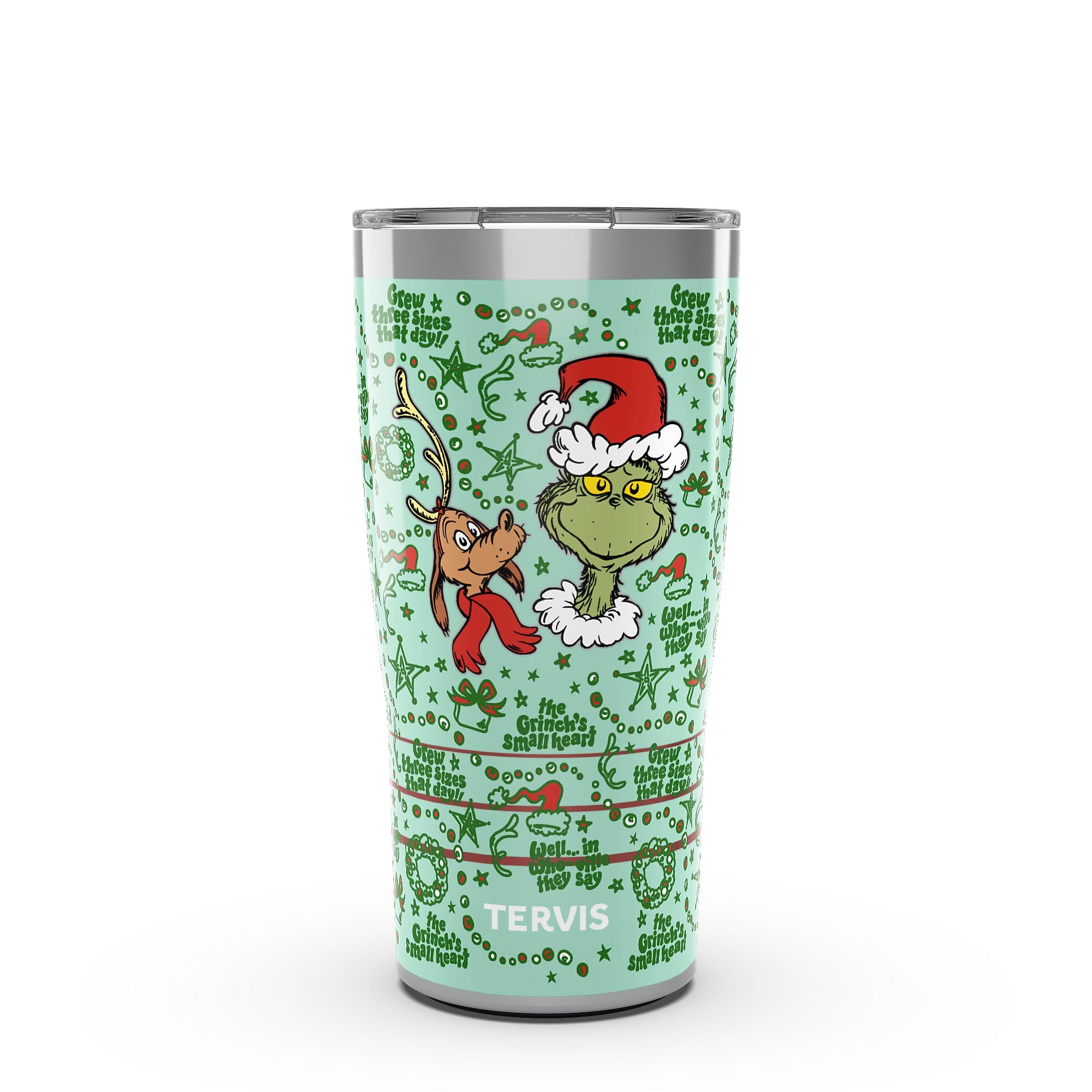Tervis Traveler Dr. Seuss  Grinchs Heart Grew Made in USA Double Walled Insulated Tumbler Travel Cup Keeps Drinks Cold & Hot, 