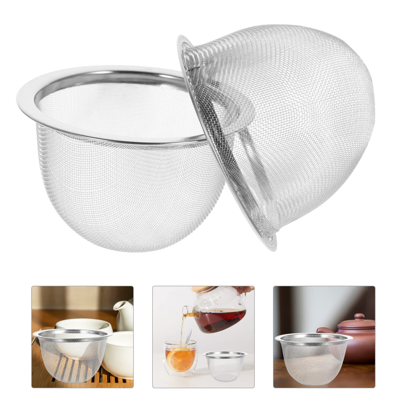 Yarnow 8 Pcs Tea Pot Strainer Teapot Mesh Strainer Insert Stainless Steel Tea Filter Basket For Tea Coffee 2.8 Inch Diameter