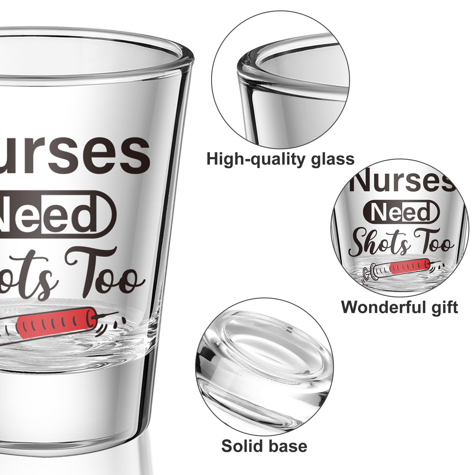 Patelai 12 Pcs Nurse Need Shots Too, Funny Glass Gift for Women and Male Mom Sister or Friend Present for Nursing Graduation Nur