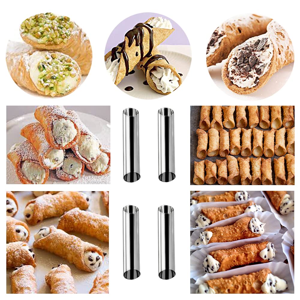 Cakeoo 35Pcs Cannoli Forms Tubes Kits, Cream Horn Mold, Non-Stick Stainless Steel 16Pcs Cone Shaped And 12Pcs Tubular Shaped Bak