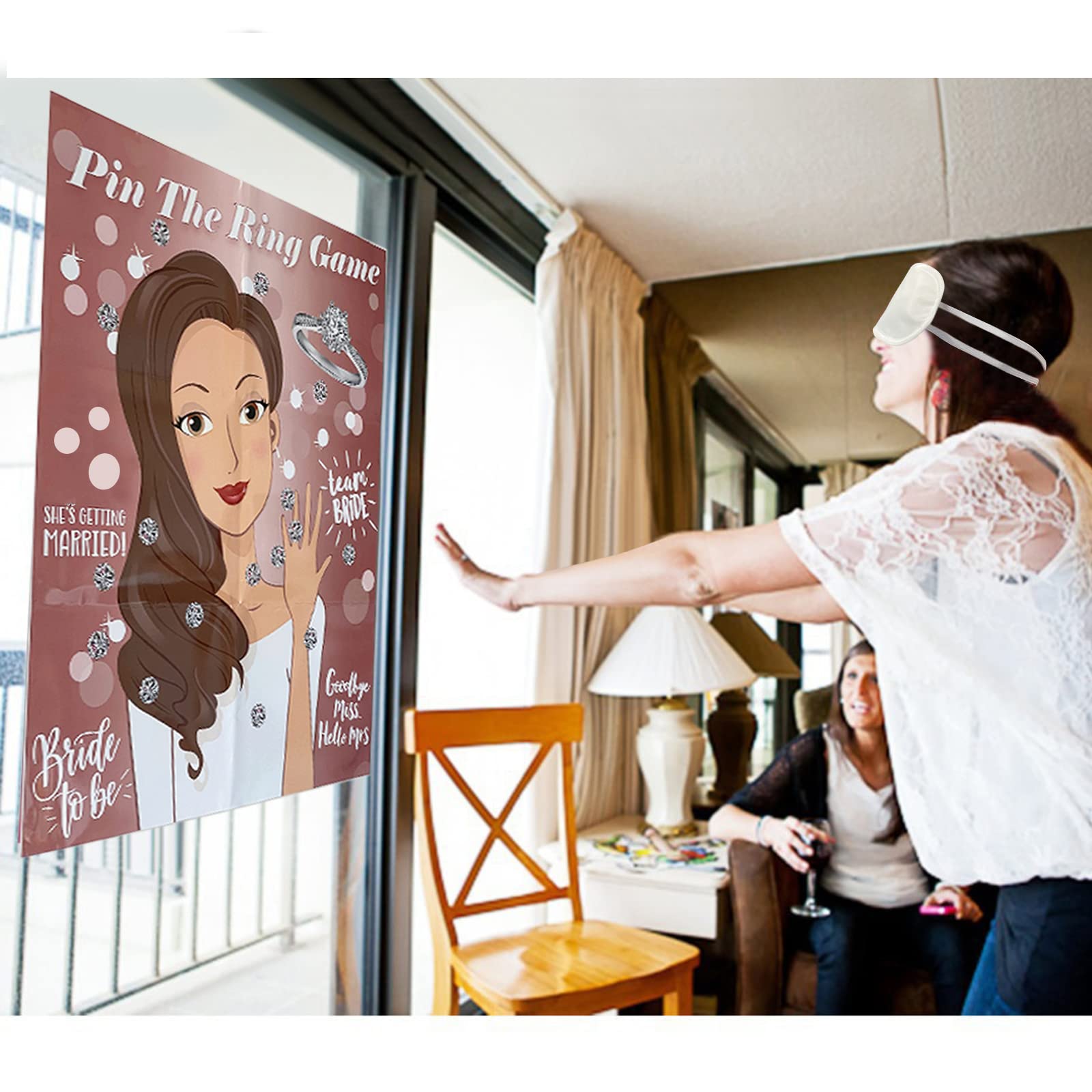 Tyhjoy Pin The Ring On The Bride Game, 40 Guests Bridal Shower Bachelorette Party Decorations Games