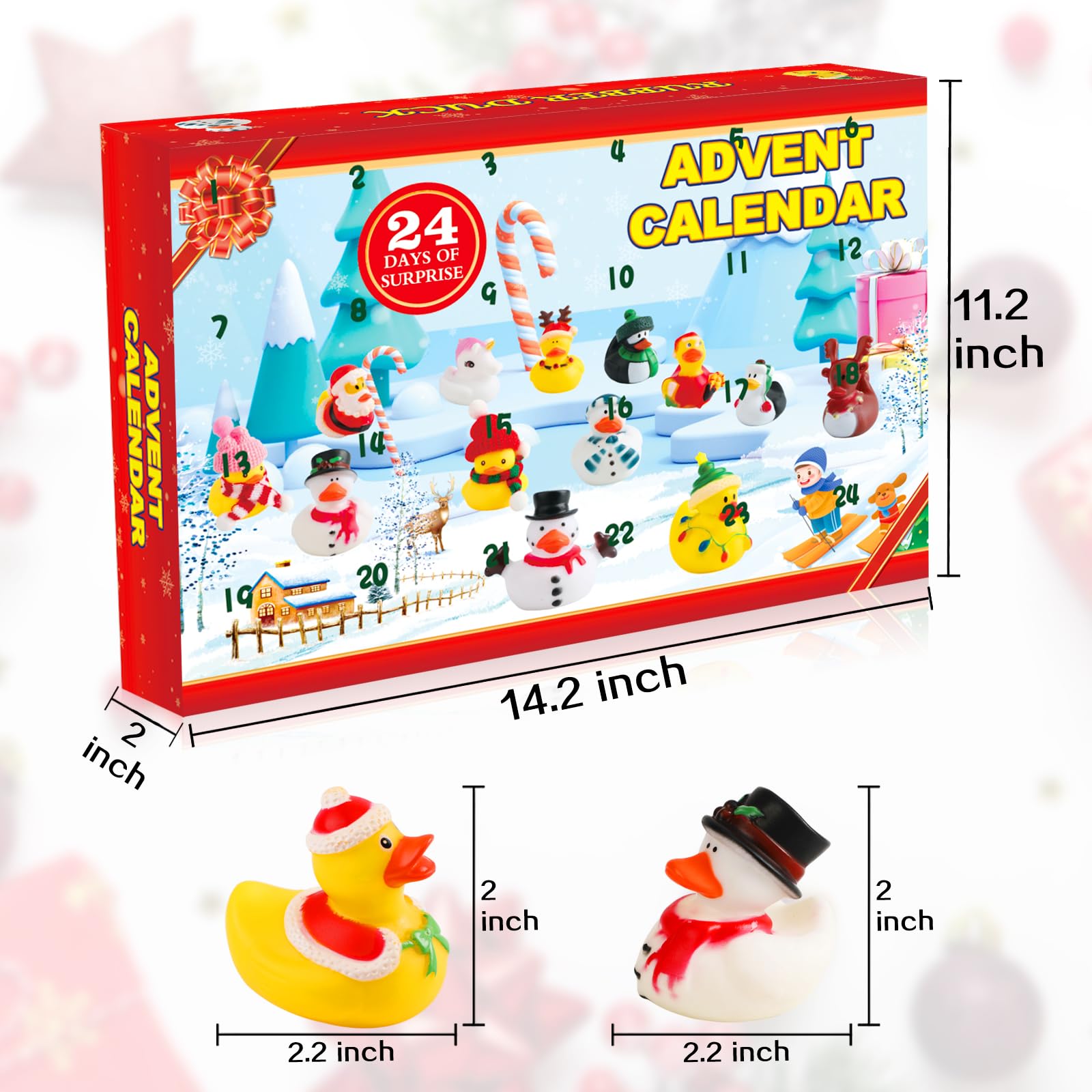 Christmas Advent Calendar 2025 for Kids 24 Days Christmas Countdown Calendar with Rubber Ducks Bath Toys Xmas Party Favors Fun T