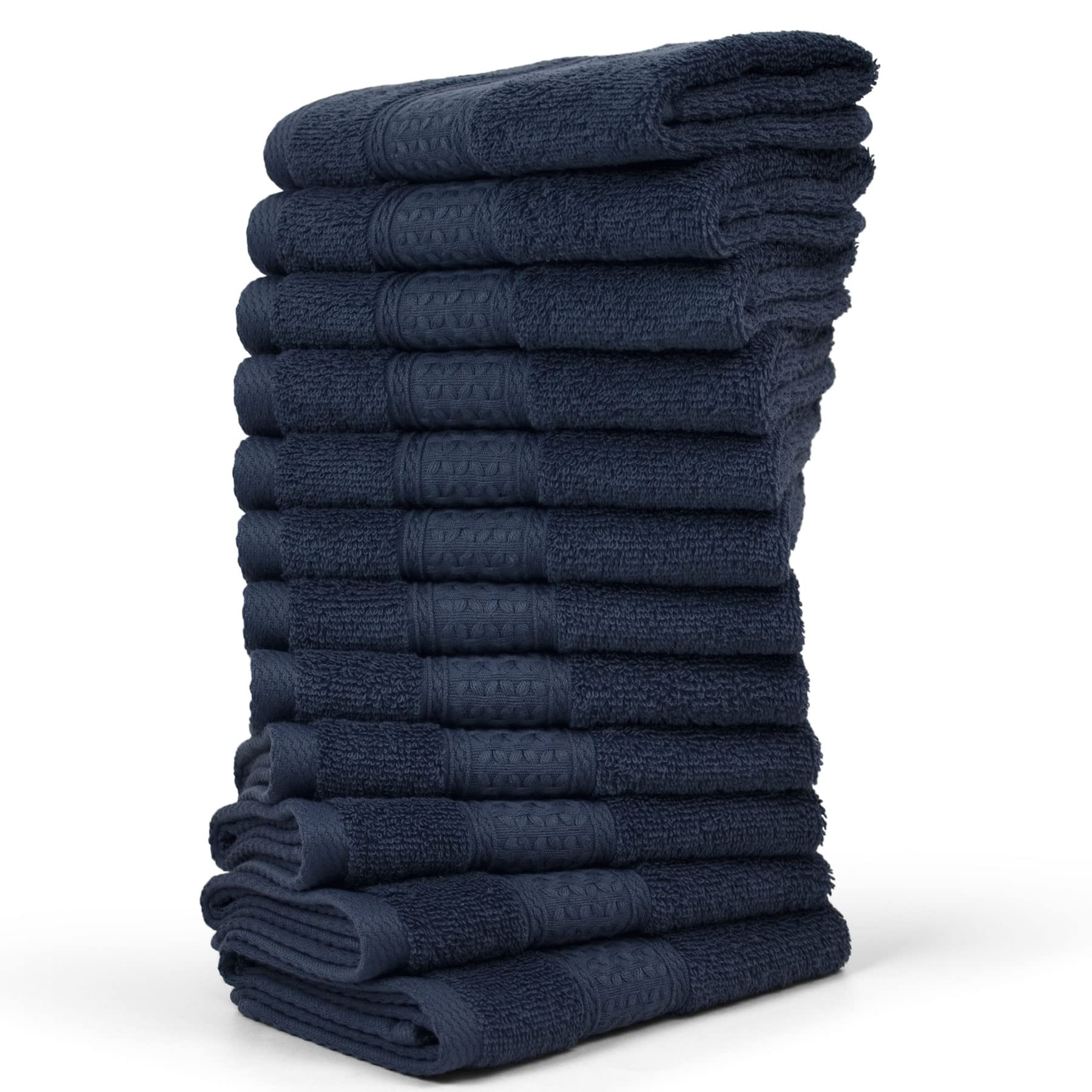 Cleanbear Washcloths 12 Pack Wash Cloths 100% Cotton Soft Bathroom Washcloth Set (Dark-Grey)