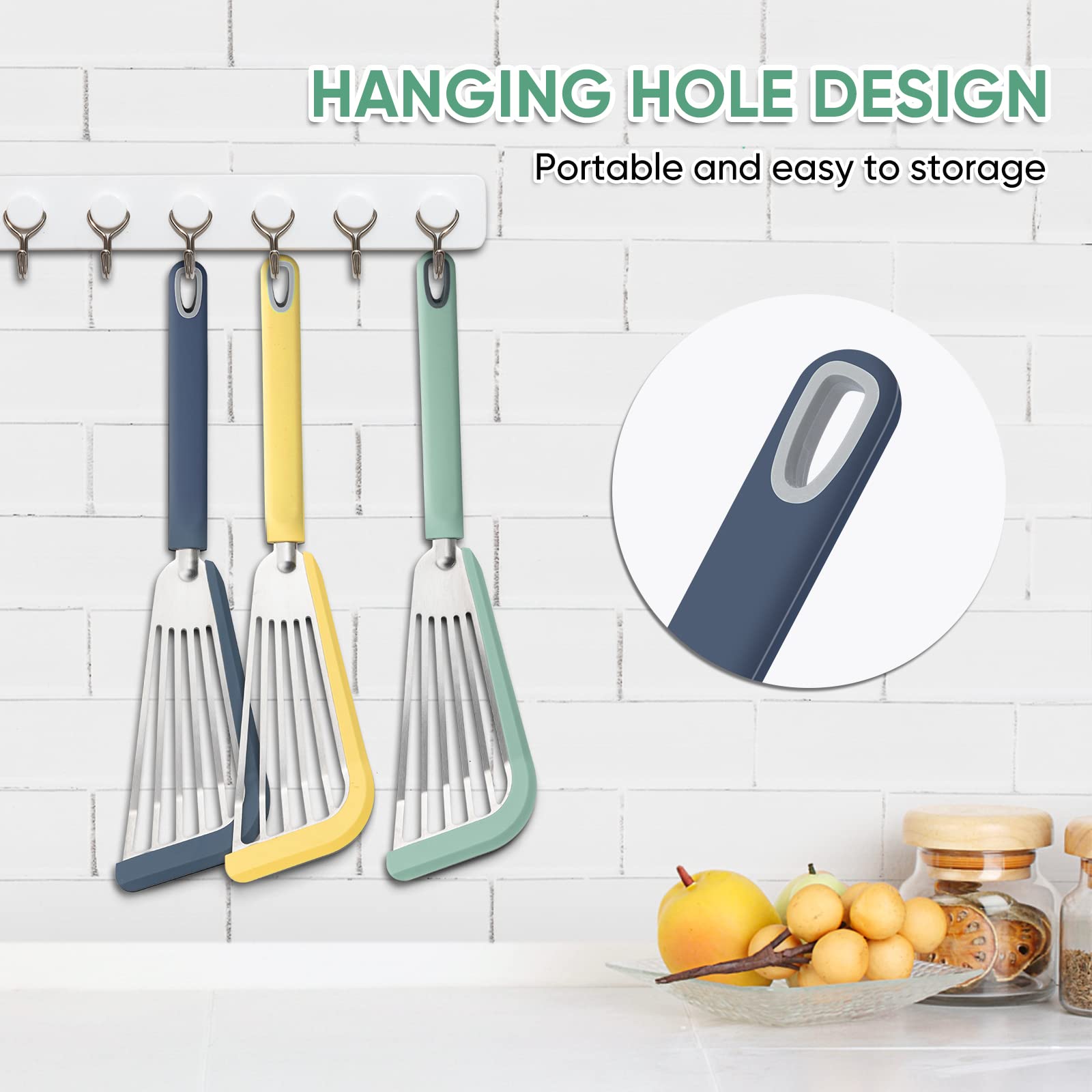 Nonstick Fish Spatula,Maywe Tanso Thin Slotted Spatulas Turner Silicone Fish Spatulas For Nonstick Cookware,High Heat Resistant