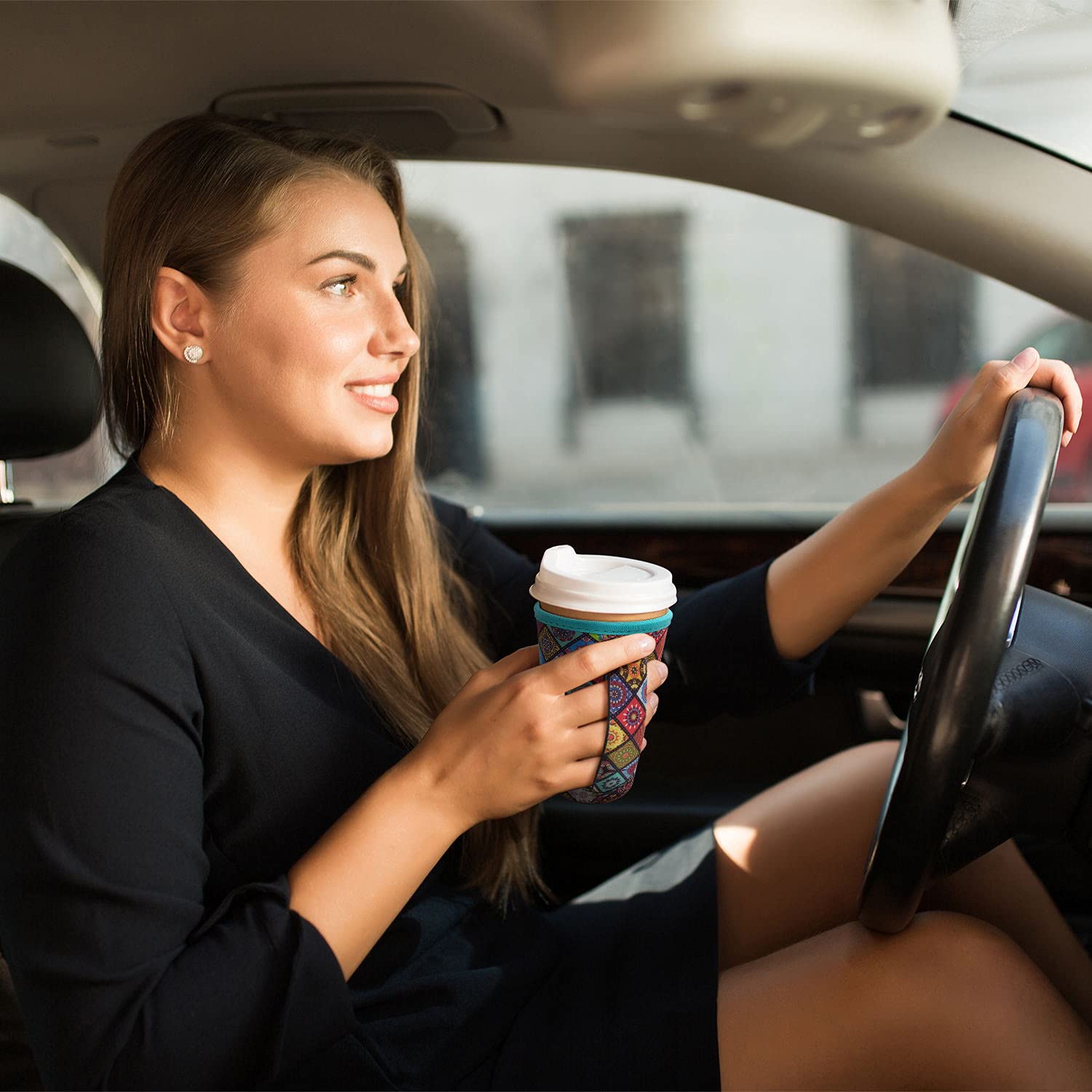 4Pack Reusable Iced Coffee Sleeve Insulator Sleeves For Cold Drinks Beverages, Neoprene Cup Holder With Handle For Most Coffee,