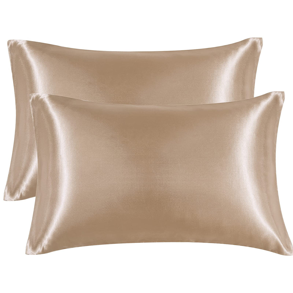 Eheyciga Satin Pillowcase For Hair And Skin Silk Pillowcase Set Of 2 Khaki Soft Pillow Cases 2 Pack Standard Size 20X26 Inches W