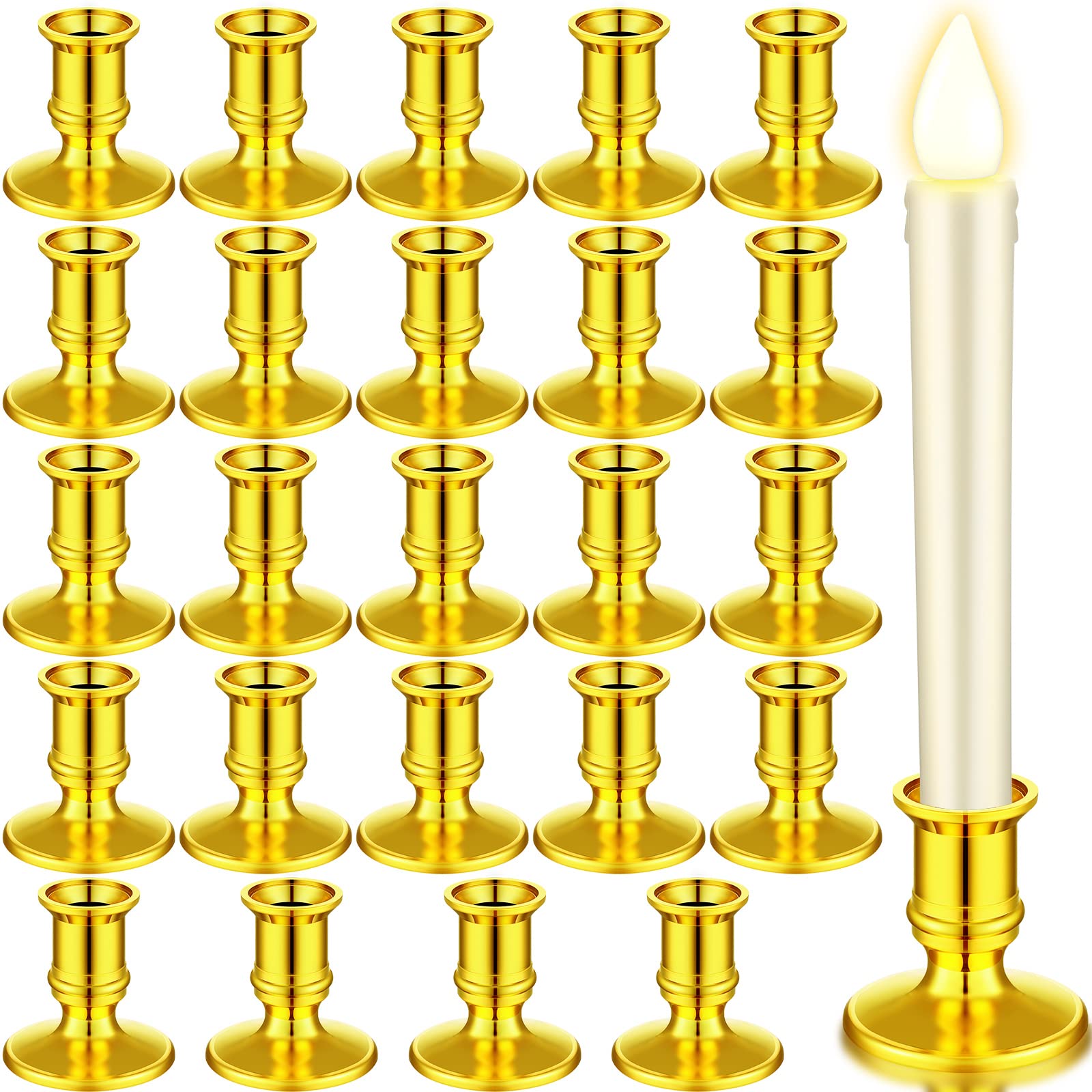 Window Candle Taper Candle Holders Plastic Traditional Candlesticks Only for Flameless LED Table Centerpiece Pillar Candle Holde