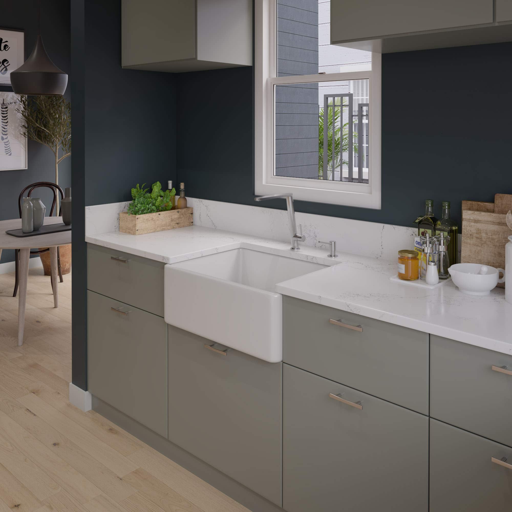 Alfi Brand Ab505-W 26-Inch Contemporary Smooth Fireclay Farmhouse Kitchen Sink, White