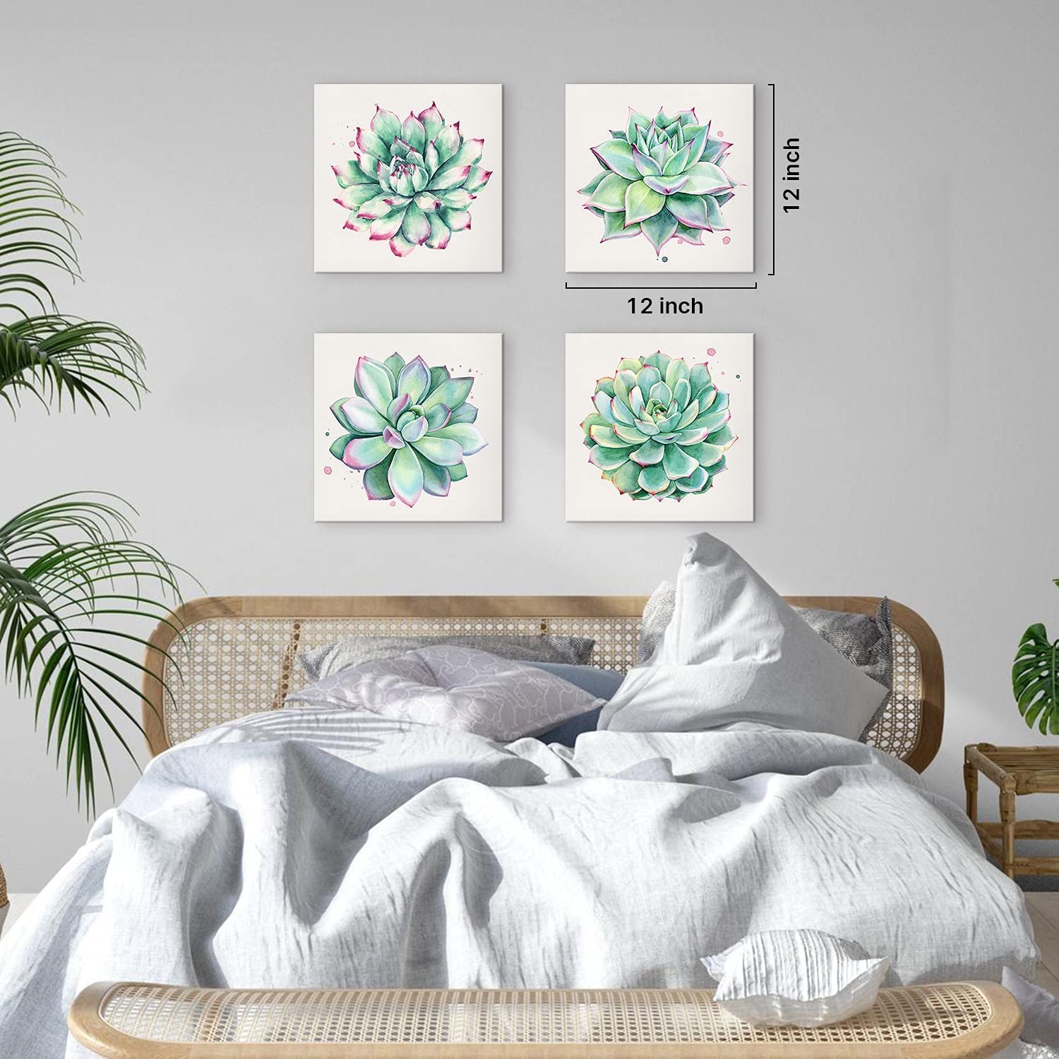 Succulent Wall Decor For Bathroom Mint Green Cactus Wall Art For Living Room Kitchen Accessories Nature Plant Wall Decor Tropica