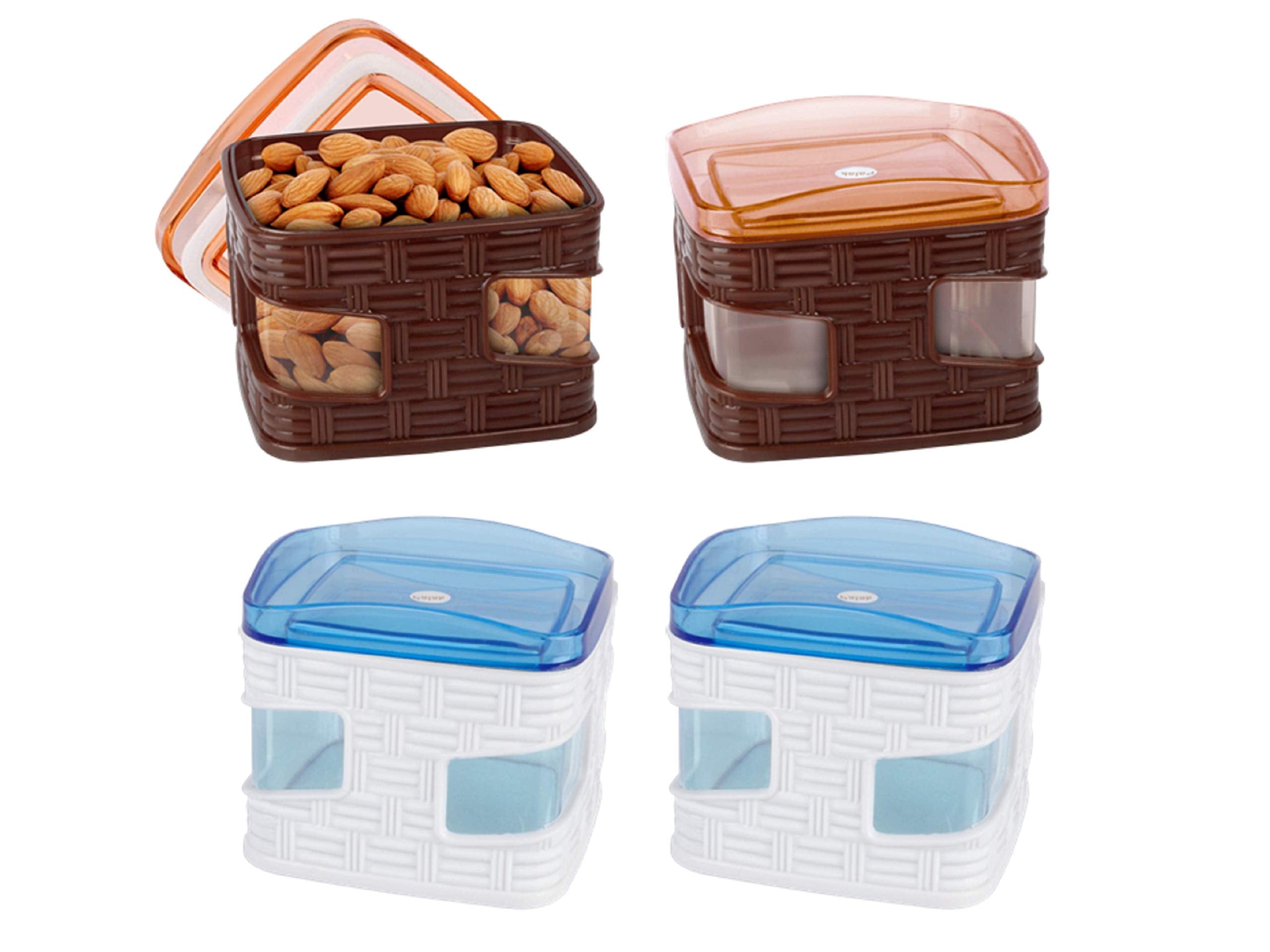 Porpoise Airtight Container Set Of 4 With Tray 500 Ml Kitchen Storage Jar Set With Lid For Spice Dry Fruit Condiment Food Storag
