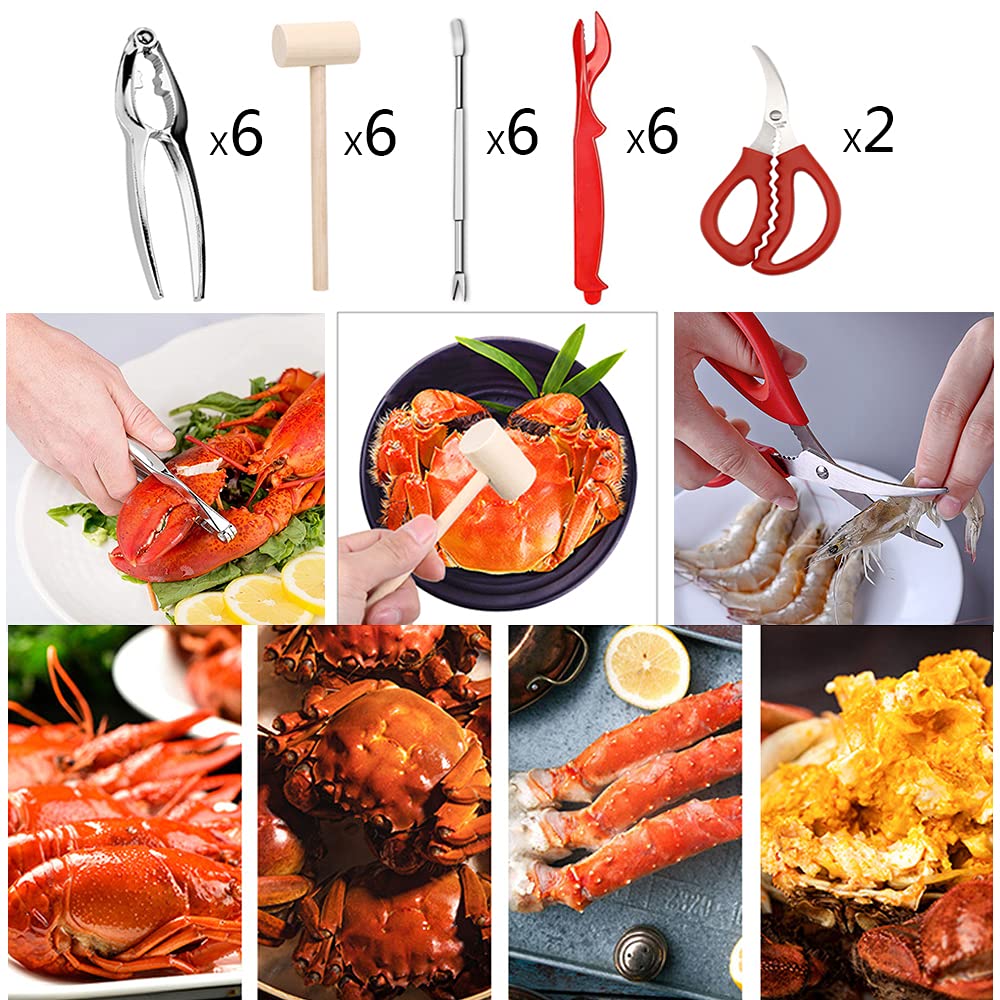26 Pcs Seafood Tools Include Crab Crackers, Seafood Scissors, Lobster Sheller, Crab Hammer,And Shellfish Forks,Nutcracker Set