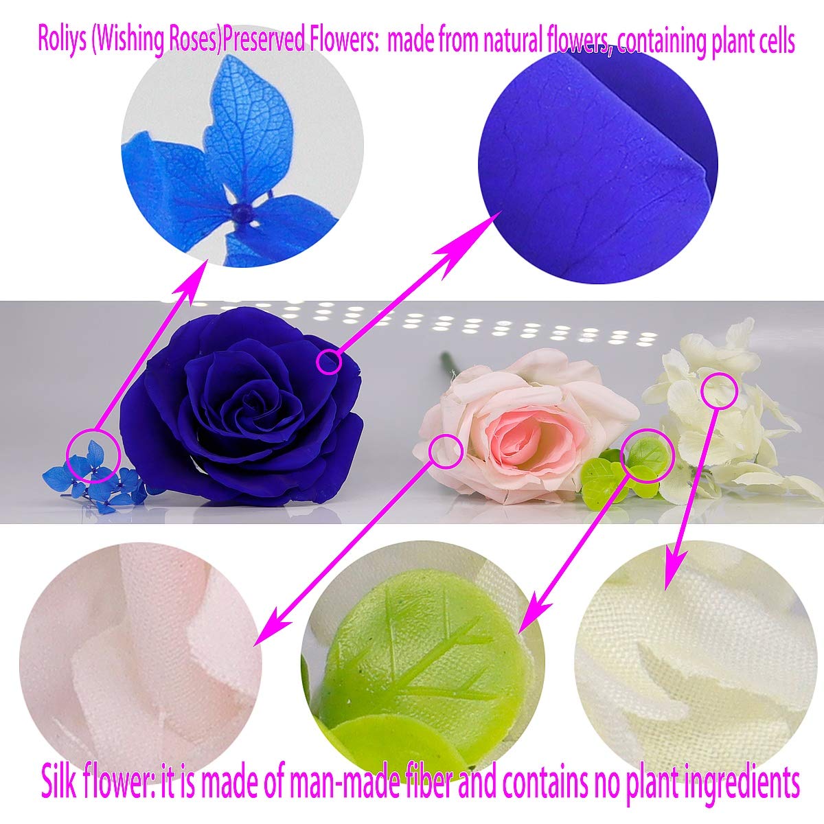 roliys Preserved Real Roses with Colorful Mood Light Wishing Bottle, Eternal Rose,Never Withered Flowers, Table Decor,Christmas