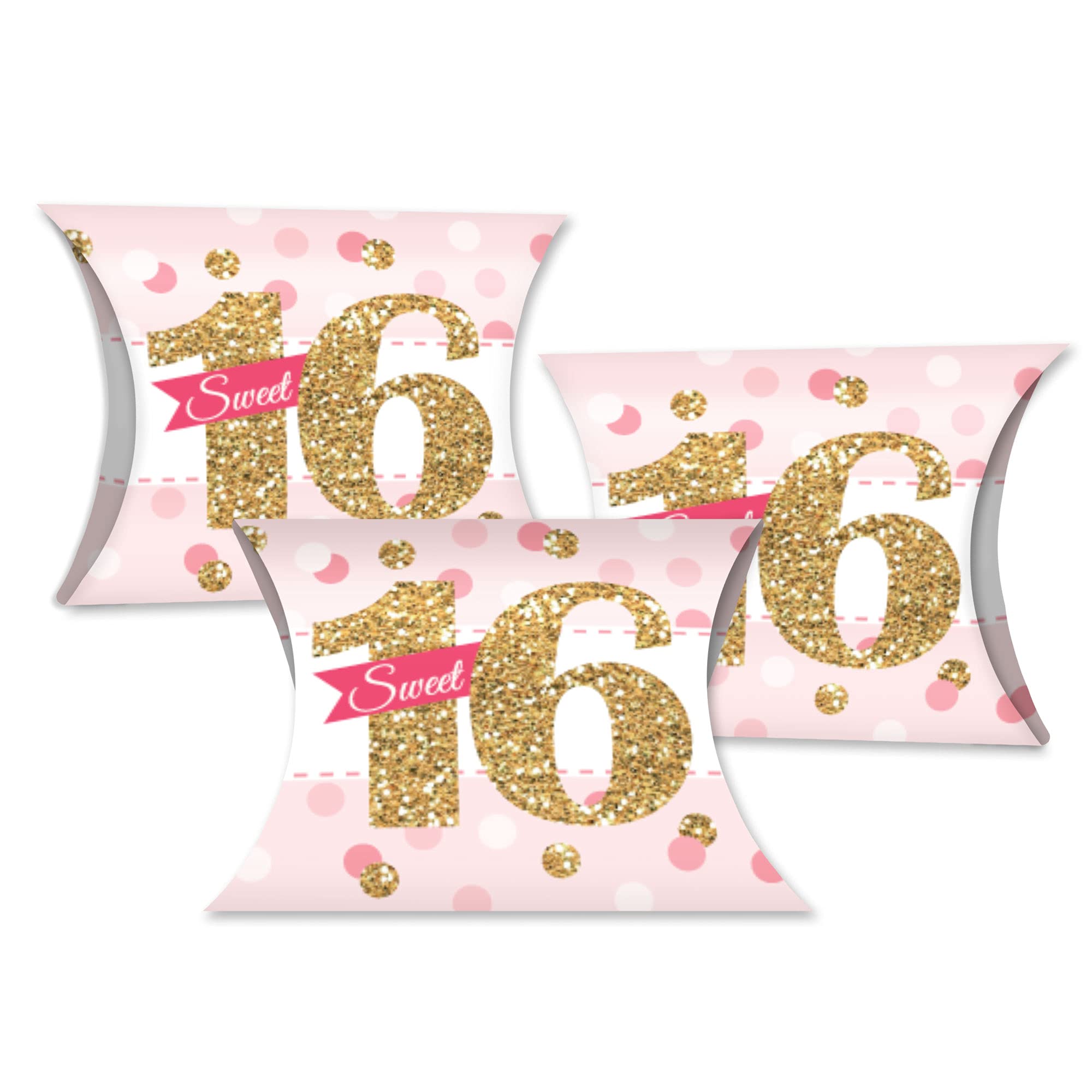 Big Dot Of Happiness Sweet 16 - Favor Gift Boxes - 16Th Birthday Party Petite Pillow Boxes - Set Of 20