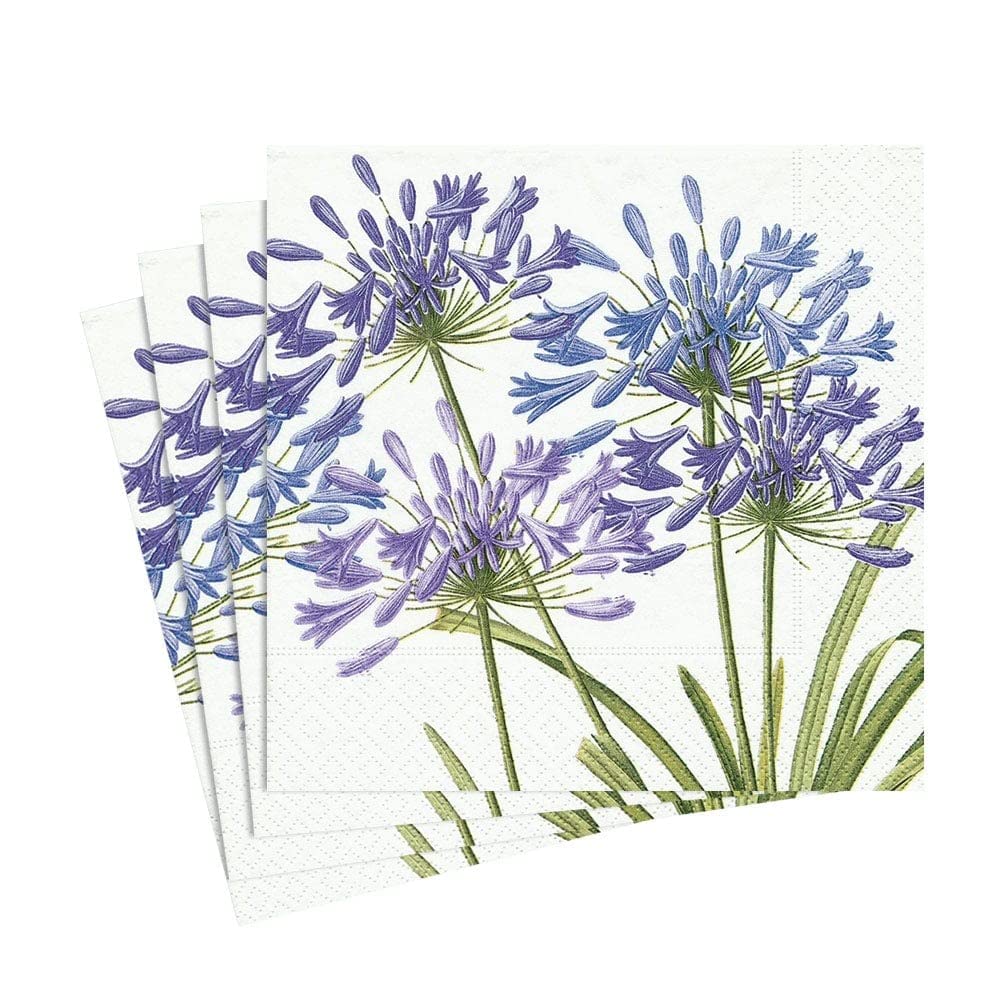 Caspari Agapanthus Flowers Paper Luncheon Napkins, Purple, Pack Of 20