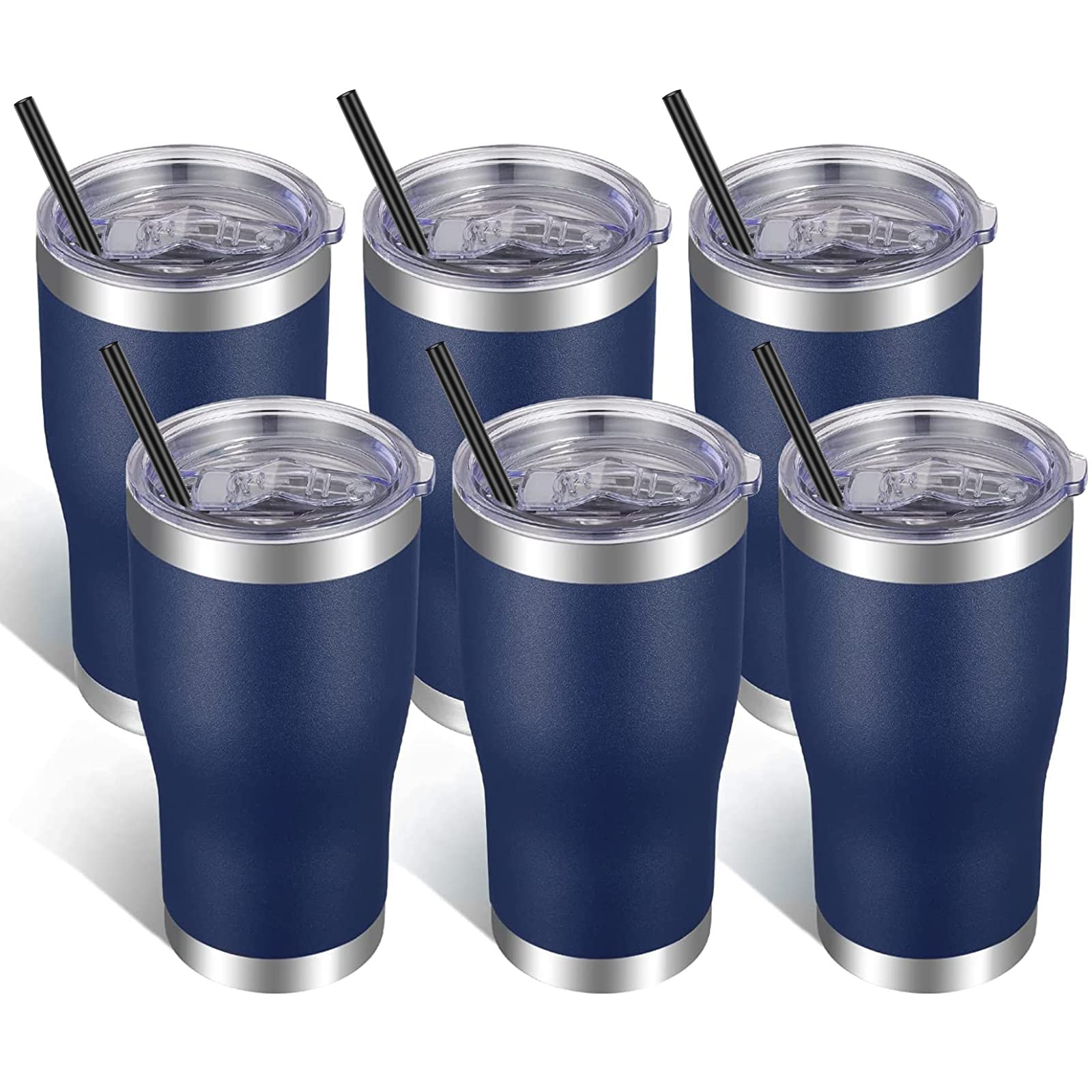 Vegond 20Oz Tumbler Stainless Steel Tumbler Cup With Lid And Straw Vacuum Insulated Double Wall Travel Coffee Mug(Navy Blue 6 Pa